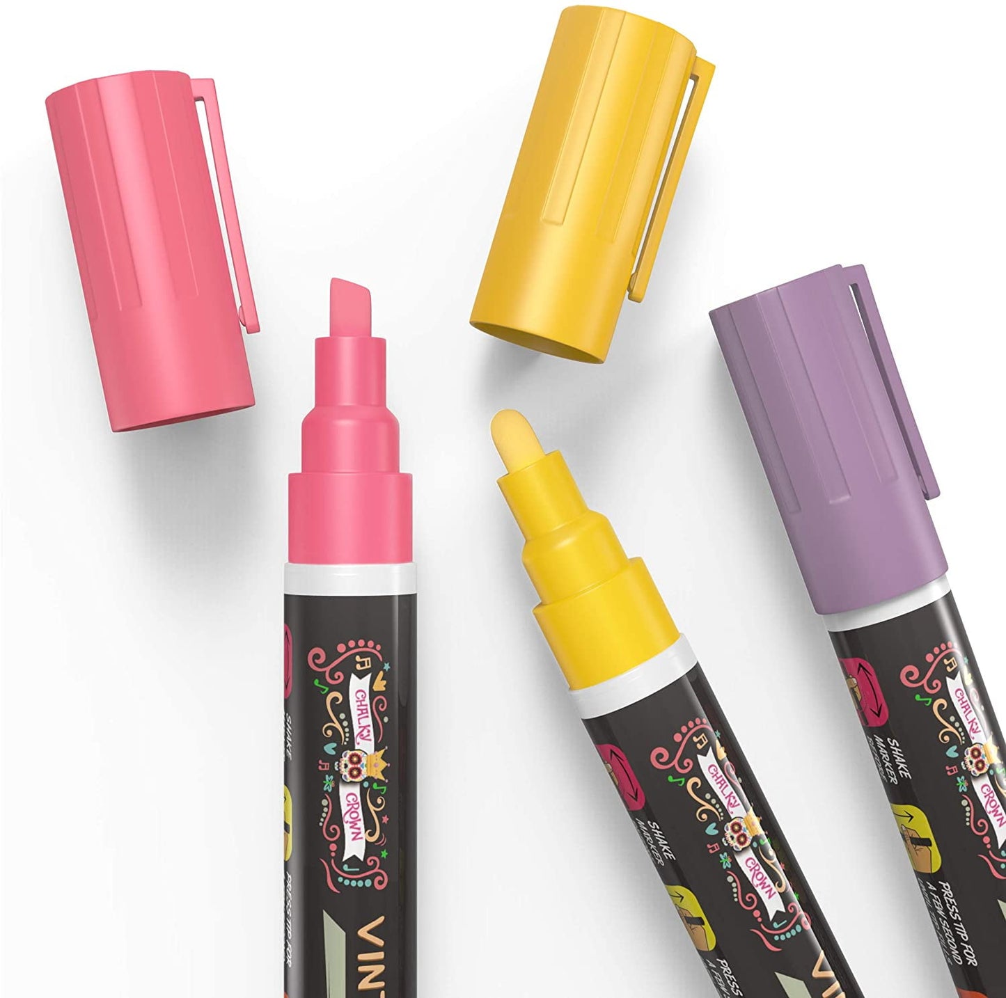 Chalky Crown - Liquid Chalk Markers for Signs, Windows, Blackboard, Glass - Reversible Tip (8 Pack, 6mm)