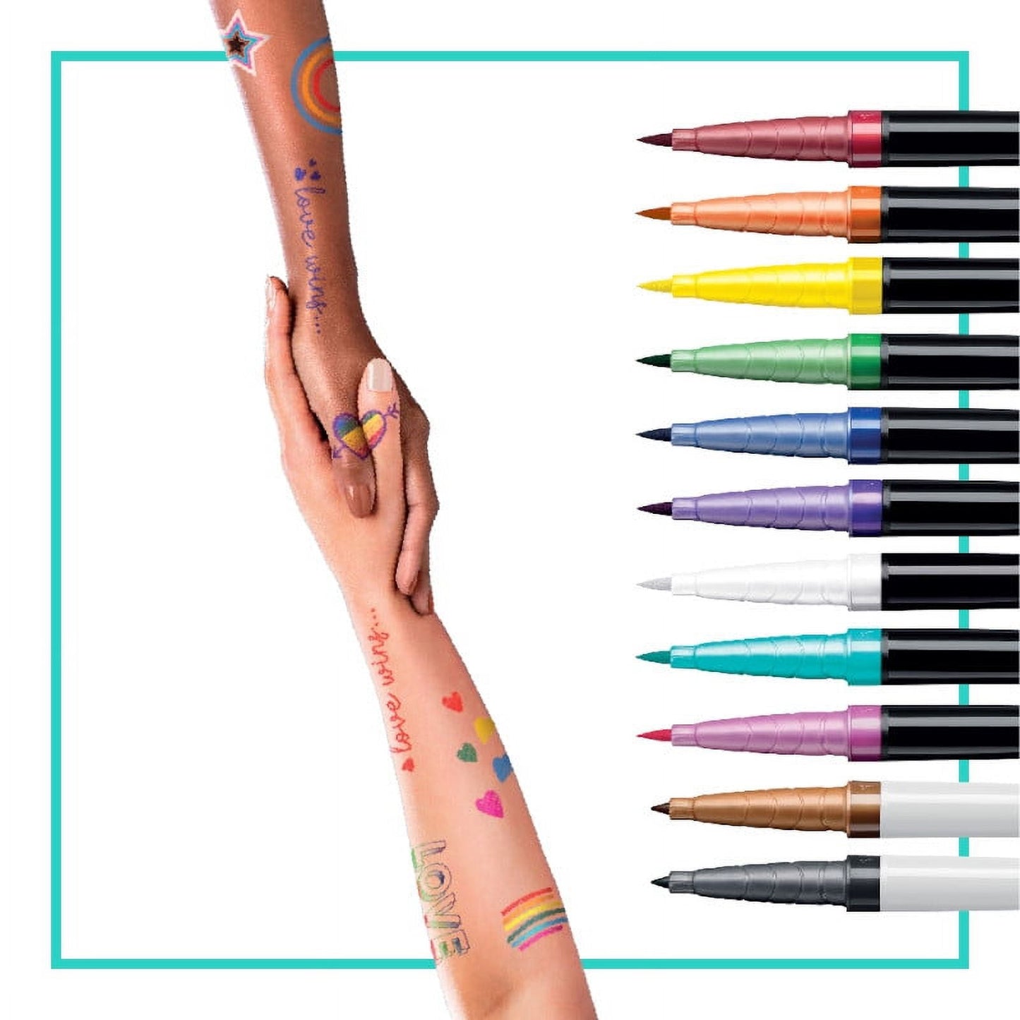 BODYMARK Temporary Tattoo Markers, Pride Pack, 11-Count Pack