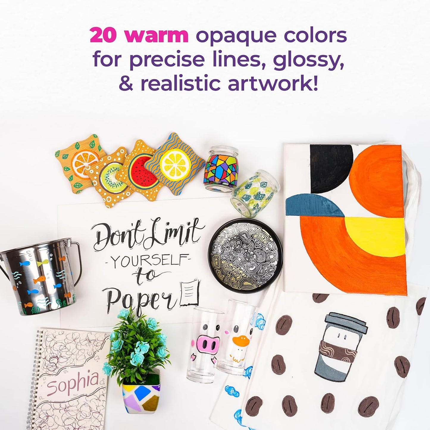 Pintar: Acylic Paint Markers: Skin Tone - Extra Fine Tip .7mm, 20 Pack - Warm Opague Colors, Japanese Ink Multi-Surface Pens, Premium Art Supplies