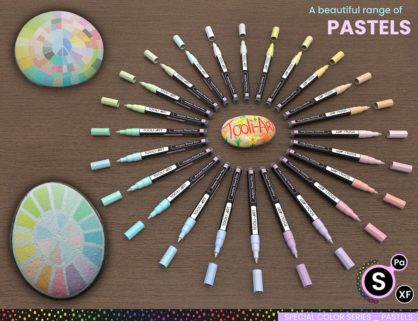 Tooli-Art Pastel Acrylic Paint Pens Multicolor Special Color Series Marker Set with 0.7mm Extra Fine Tip Set of 24