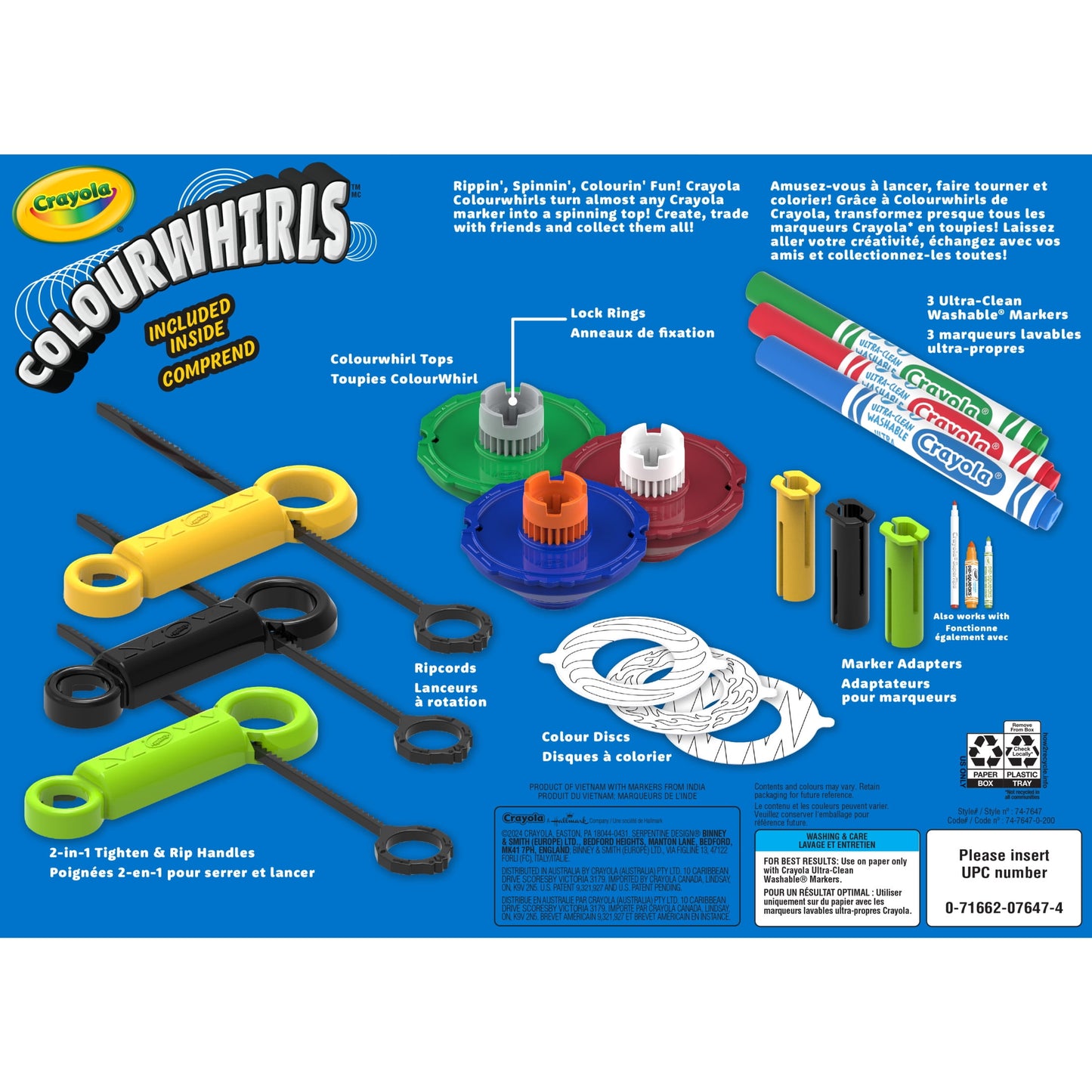 Crayola Colourwhirls Spin Art Toy with Washable Marker, 3 Ct Playset, Competition Game, Coloring Gifts for Kids Ages 6, 7, 8, 9