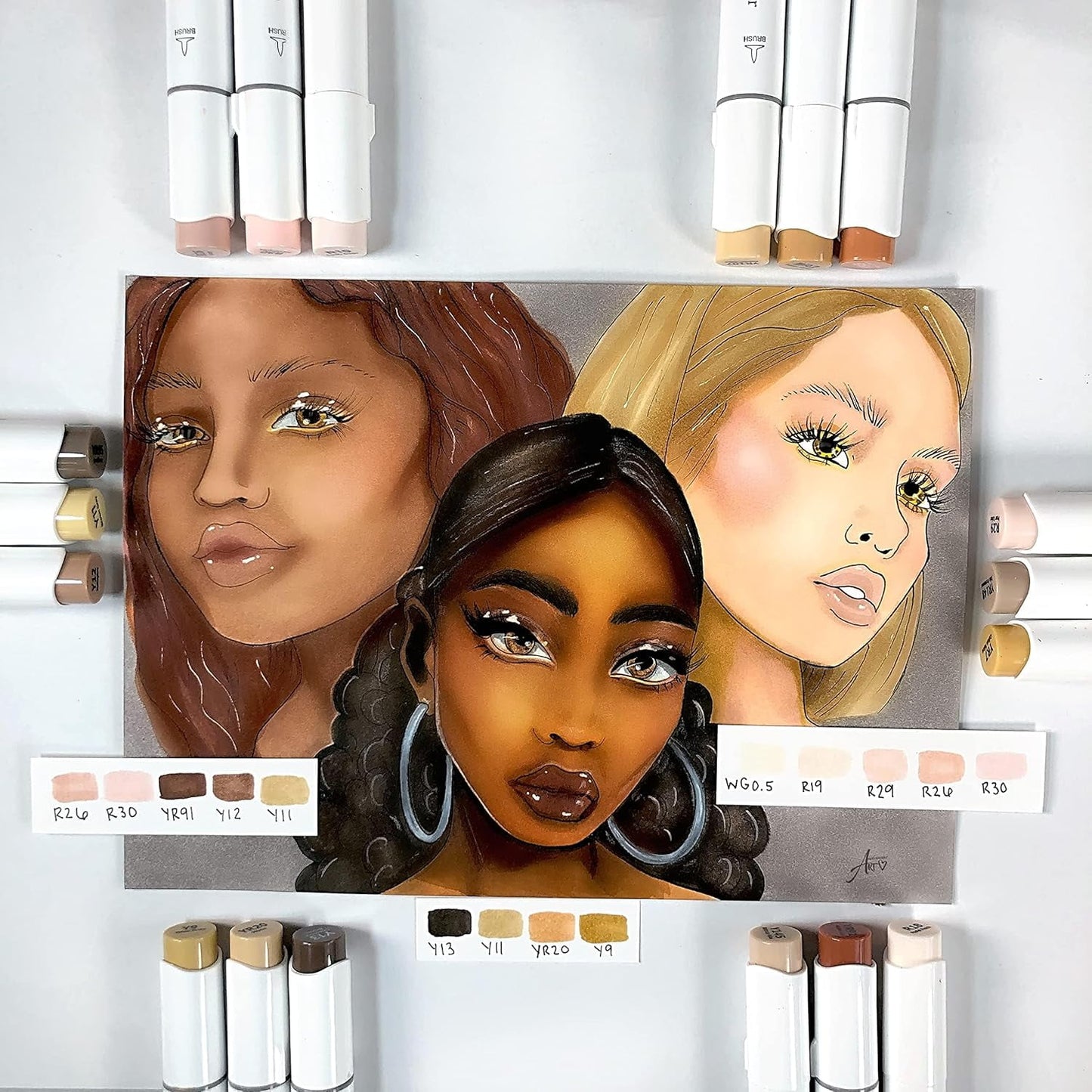 Ohuhu Alcohol Markers Skin Tone 36 Portrait Colors - Refillable Ink - Brush & Chisel Dual Tips