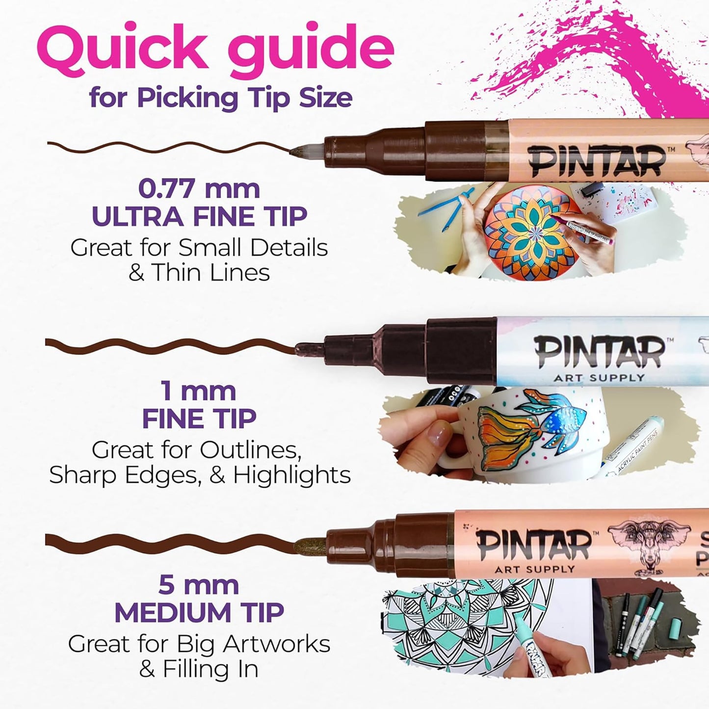 Pintar: Acylic Paint Markers: Skin Tone - Extra Fine Tip .7mm, 20 Pack - Warm Opague Colors, Japanese Ink Multi-Surface Pens, Premium Art Supplies