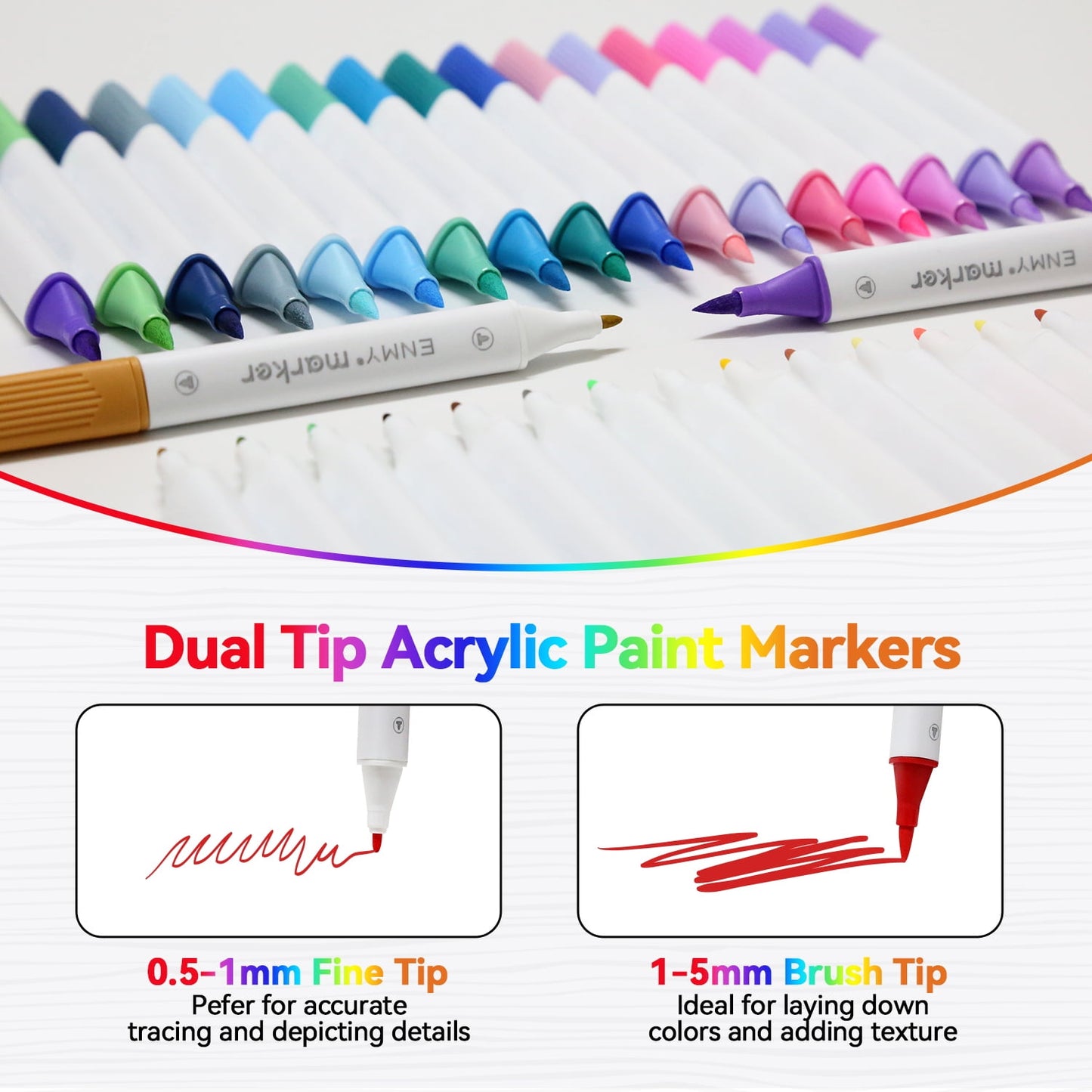 24 Colors Acrylic Paint Pens Markers,ASOVNXF Dual Tip Acrylic Paint Markers with Brush Tip and Fine Tip for Rock Painting,Wood,Canvas,Stone,Ceramic Surfaces,DIY Crafts Making Art Supplies