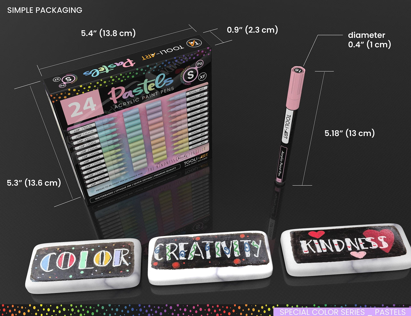 Tooli-Art Pastel Acrylic Paint Pens Multicolor Special Color Series Marker Set with 0.7mm Extra Fine Tip Set of 24