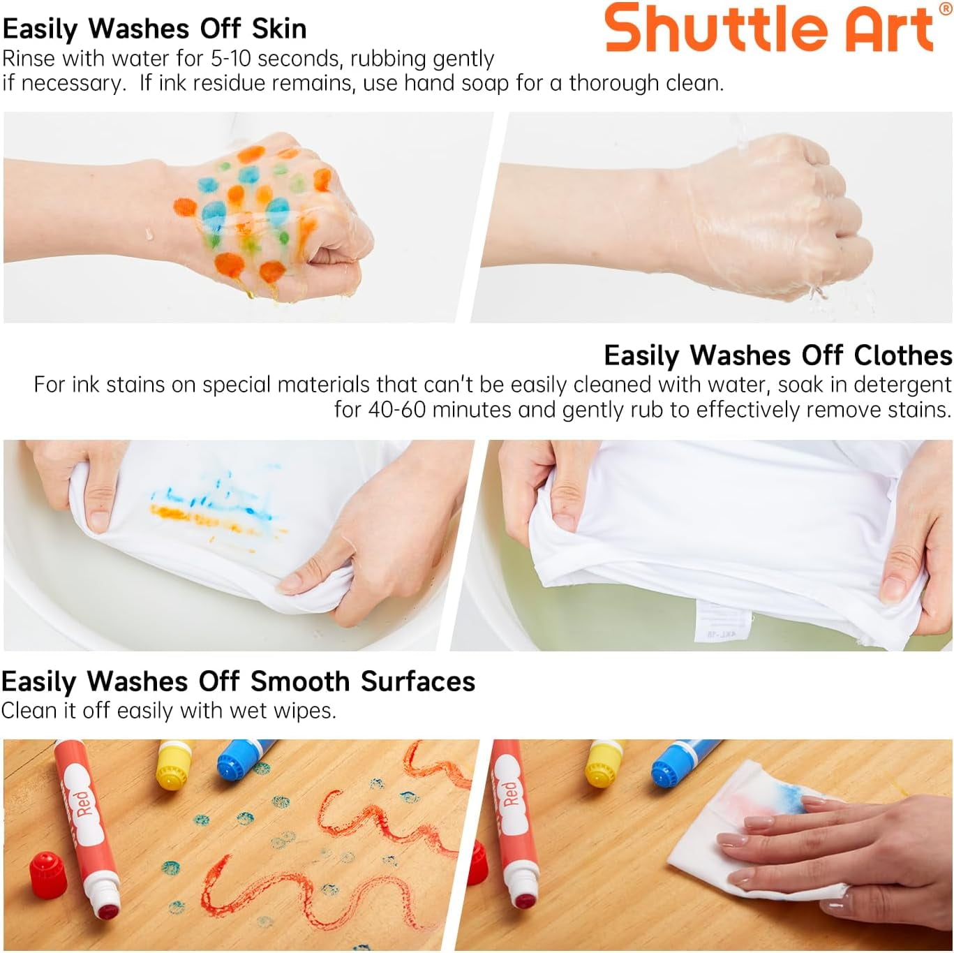 Shuttle Art Washable Dot Markers 26 Colors with Free Activity Book, Fun Art Supplies, Non Toxic Water-Based Paint Daubers, Dot Art Markers