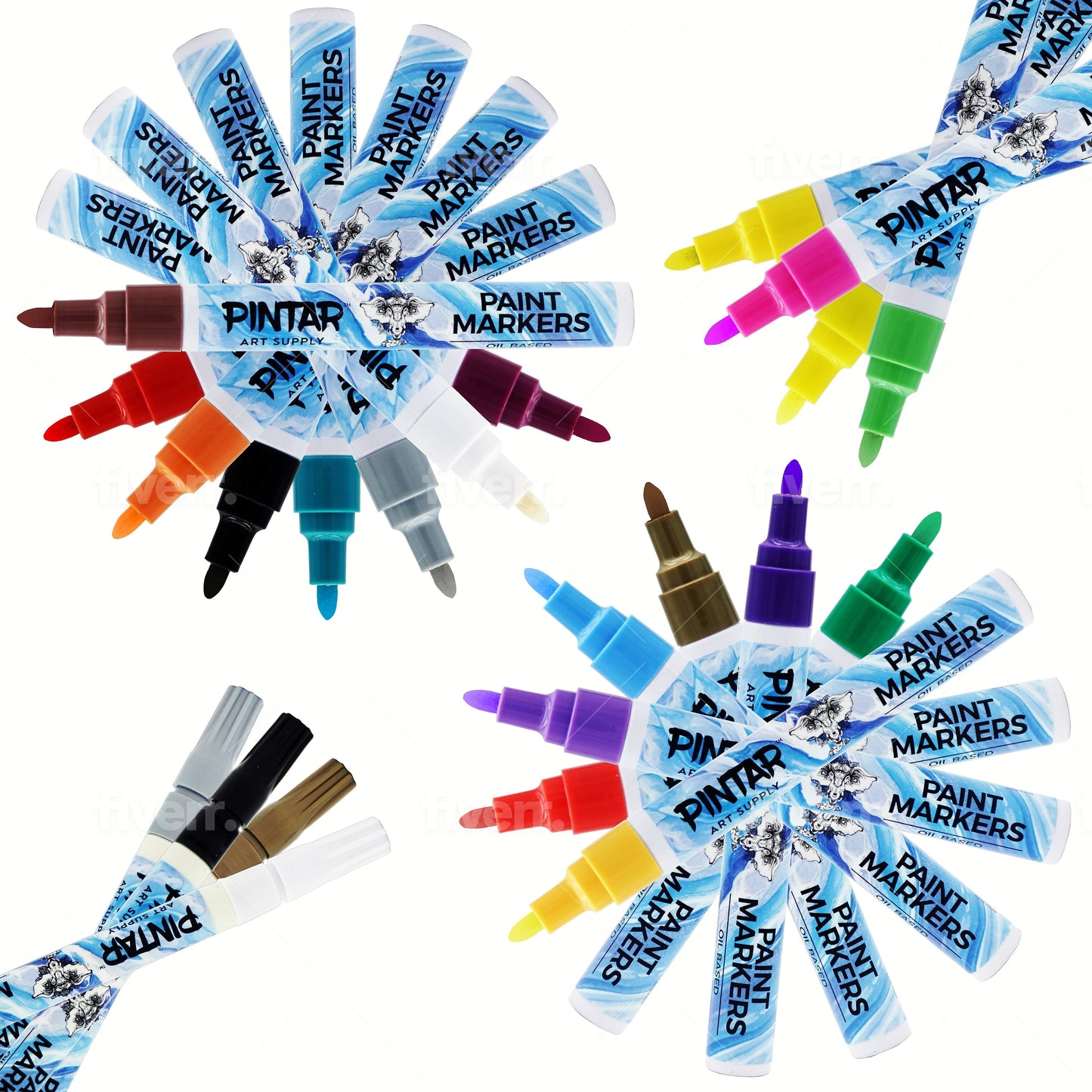 Pintar Art Premium Oil Paint Pens - (24-Pack) 20 Medium Tip(5mm) & 4 Fine Tip(1mm) Vibrant Colored Pens, DIY projects