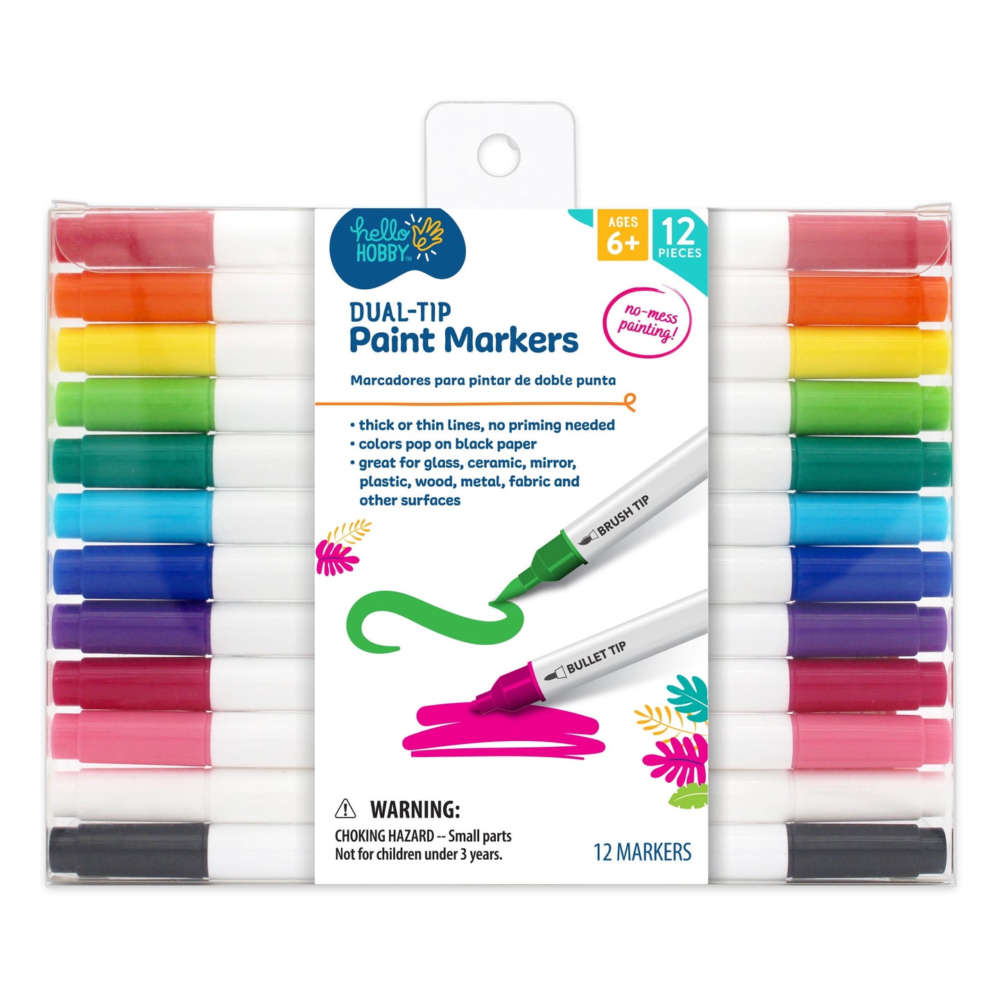 Hello Hobby Detail Acrylic Paint Markers, 12 Count