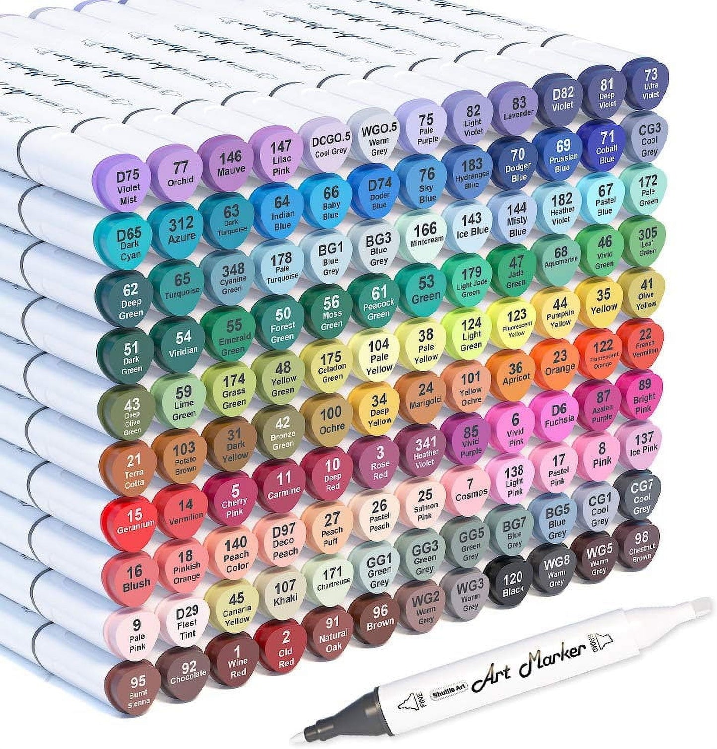 Shuttle Art Non-Toxic Art Markers, Broad-Point, Multicolor, 121 Count Pack