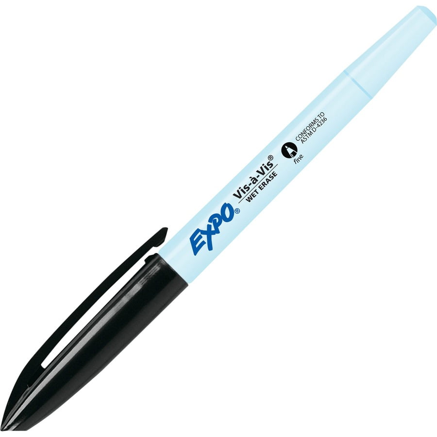 Expo Vis-A-Vis Wet-Erase Overhead Projection Fine Point Markers, Black, 12 Count