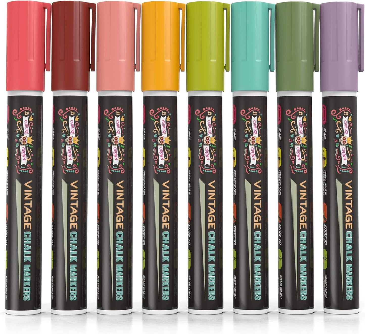 Chalky Crown - Liquid Chalk Markers for Signs, Windows, Blackboard, Glass - Reversible Tip (8 Pack, 6mm)