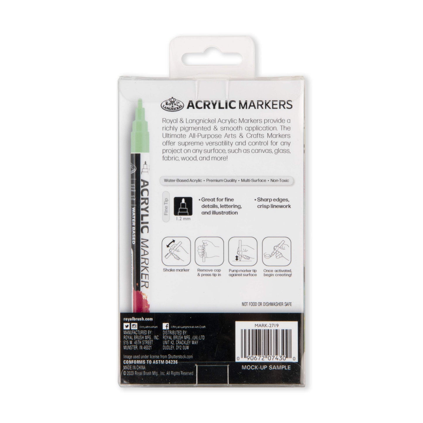 Royal & Langnickel 6 Piece Acrylic 1.2mm Neon Markers