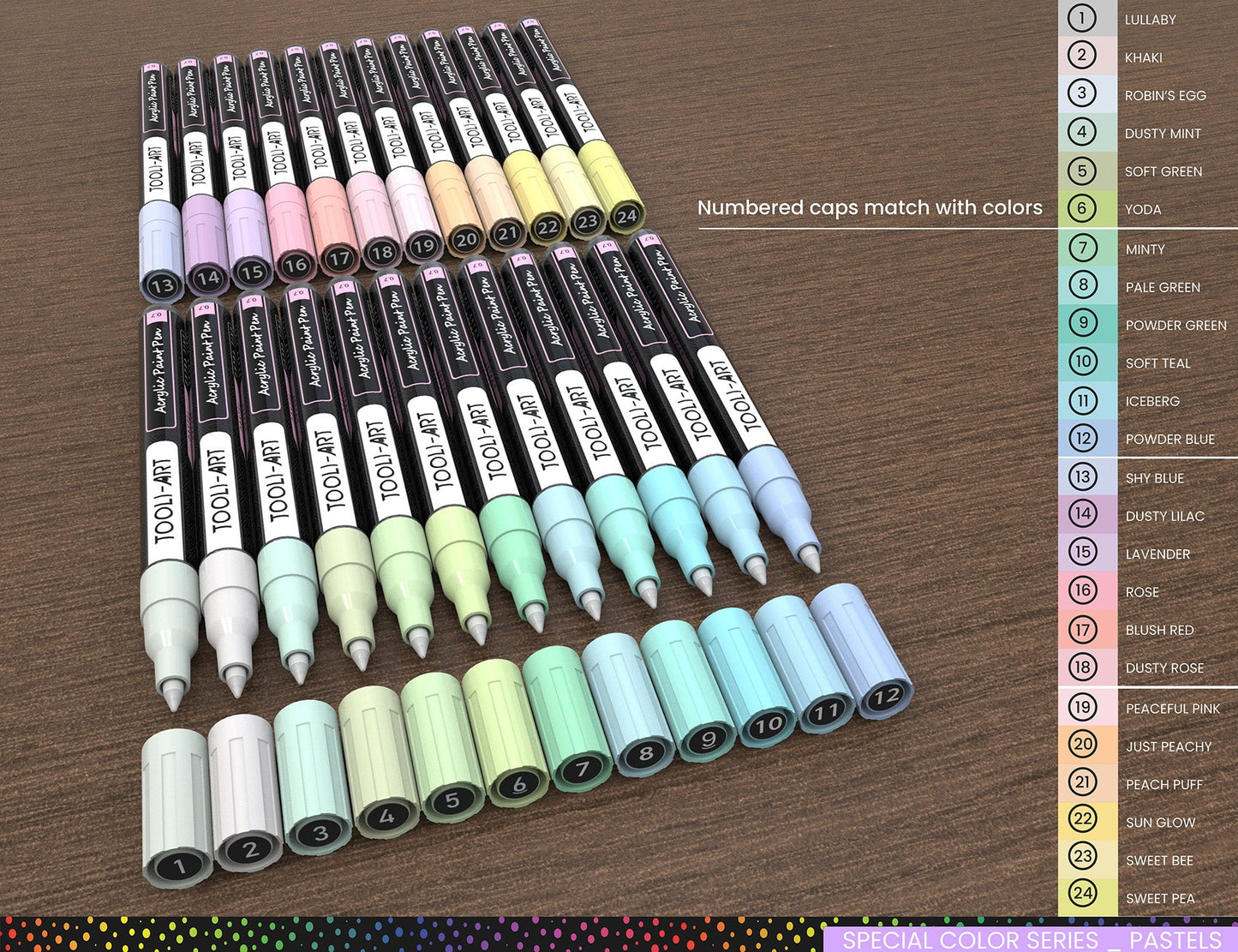 Tooli-Art Pastel Acrylic Paint Pens Multicolor Special Color Series Marker Set with 0.7mm Extra Fine Tip Set of 24
