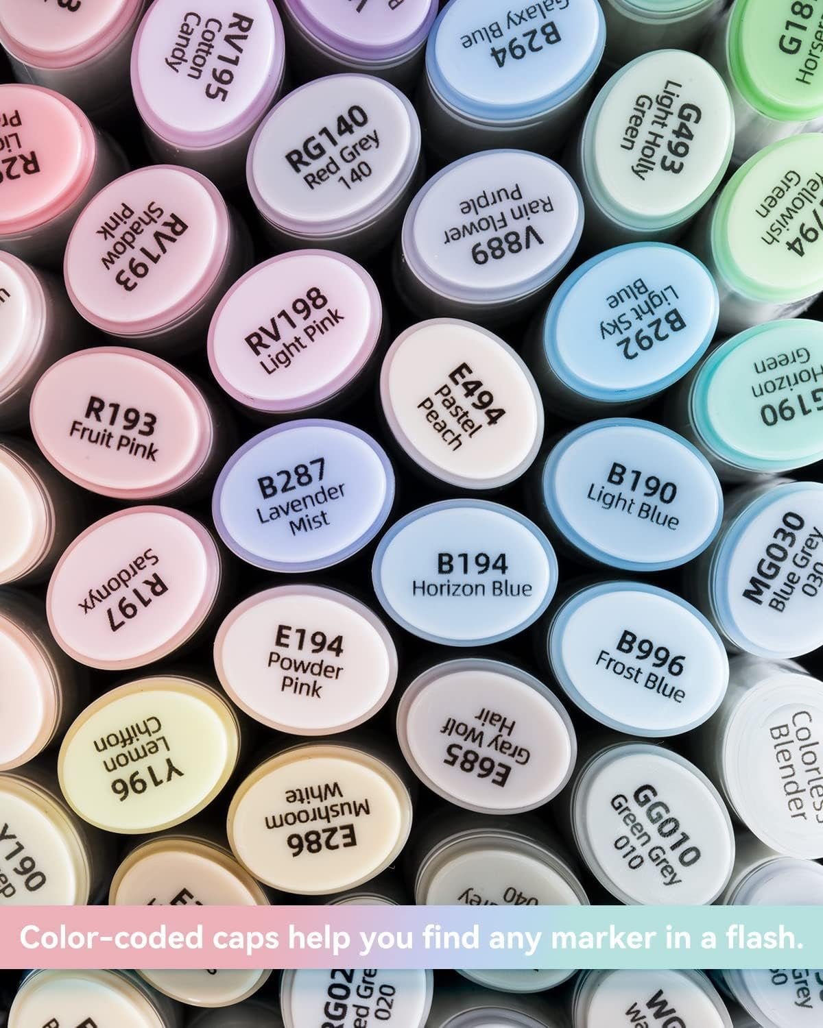 Ohuhu 48 Pastel Colors Chisel & Fine Dual Tips Alcohol Markers - Oahu - Refillable Ink