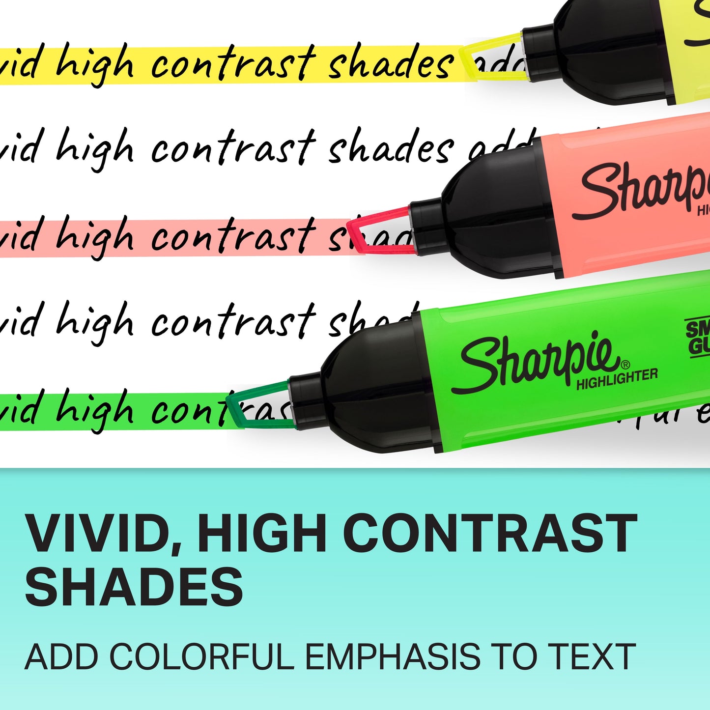 (4 pack) Sharpie Highlighter, Clear View Highlighter with See-Through Chisel Tip, Tank Highlighter, Assorted, 3 Count