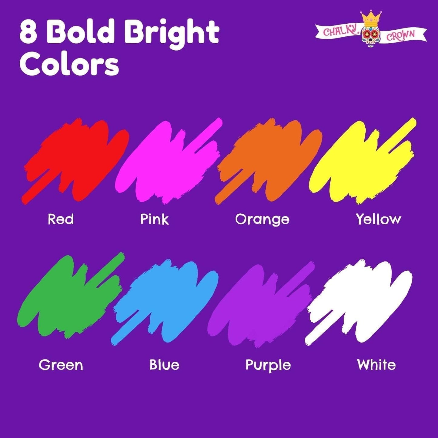 Chalky Crown - Bold Chalk Markers - Dry Erase Marker Pens - Reversible Tip - 8 Pack, 6 mm