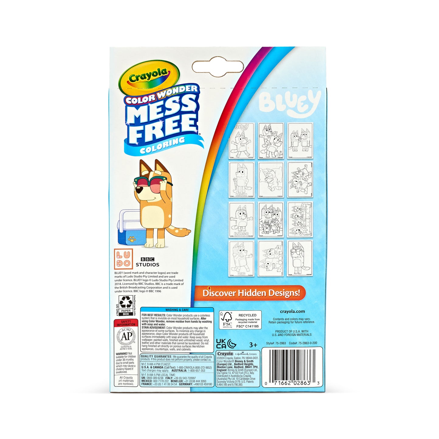 Crayola Bluey Color Wonder Mini Box Set, Toddler Craft, 12 Pgs & 4 Mess Free Markers, Bluey Gift for Girls & Boys, 3+