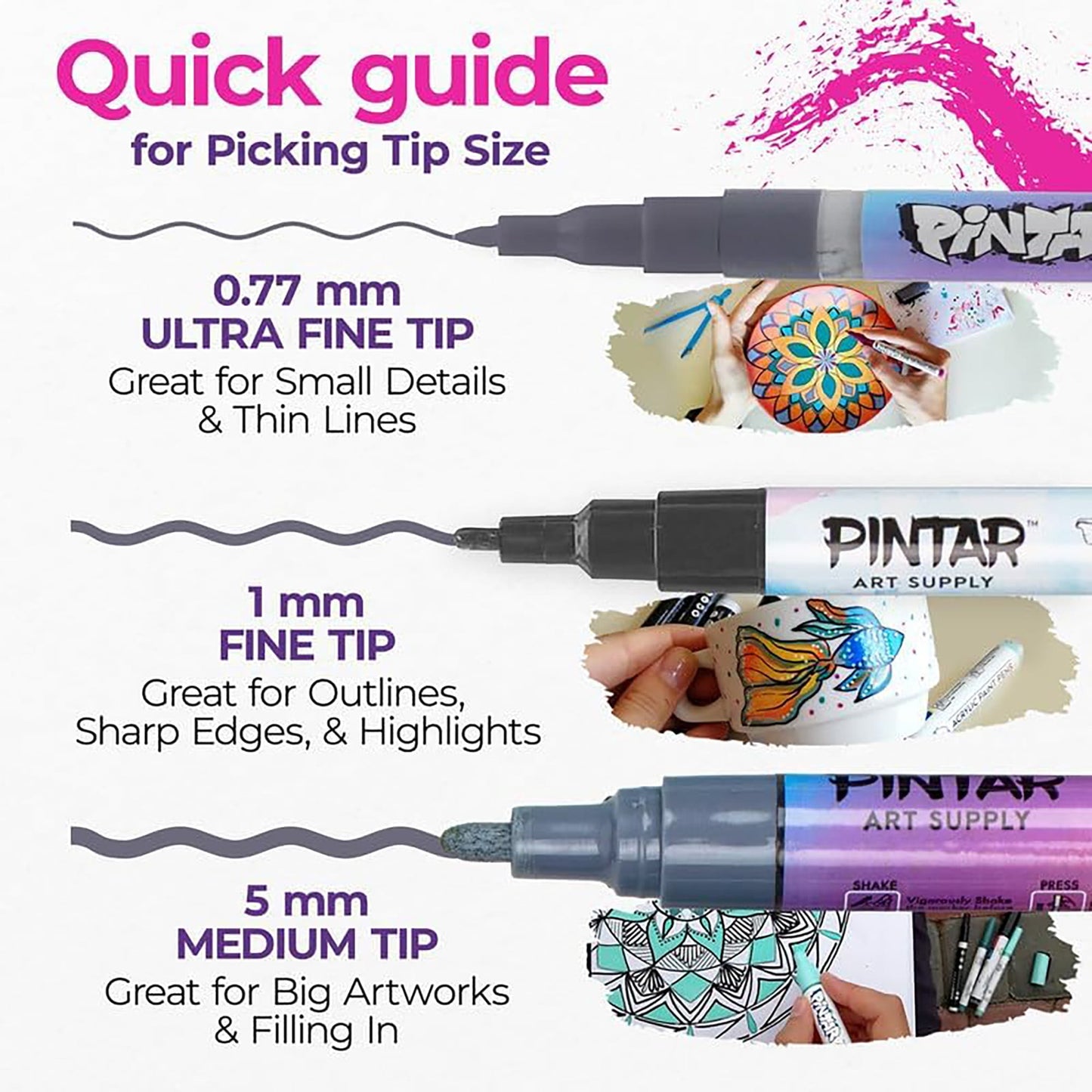 Pintar: Acrylic Paint Markers: Pastel - Extra Fine Tip .7mm, 16 Pack - Subtle Opague Colors, Japanese Ink Multi-Surface Pens, Premium Art Supplies