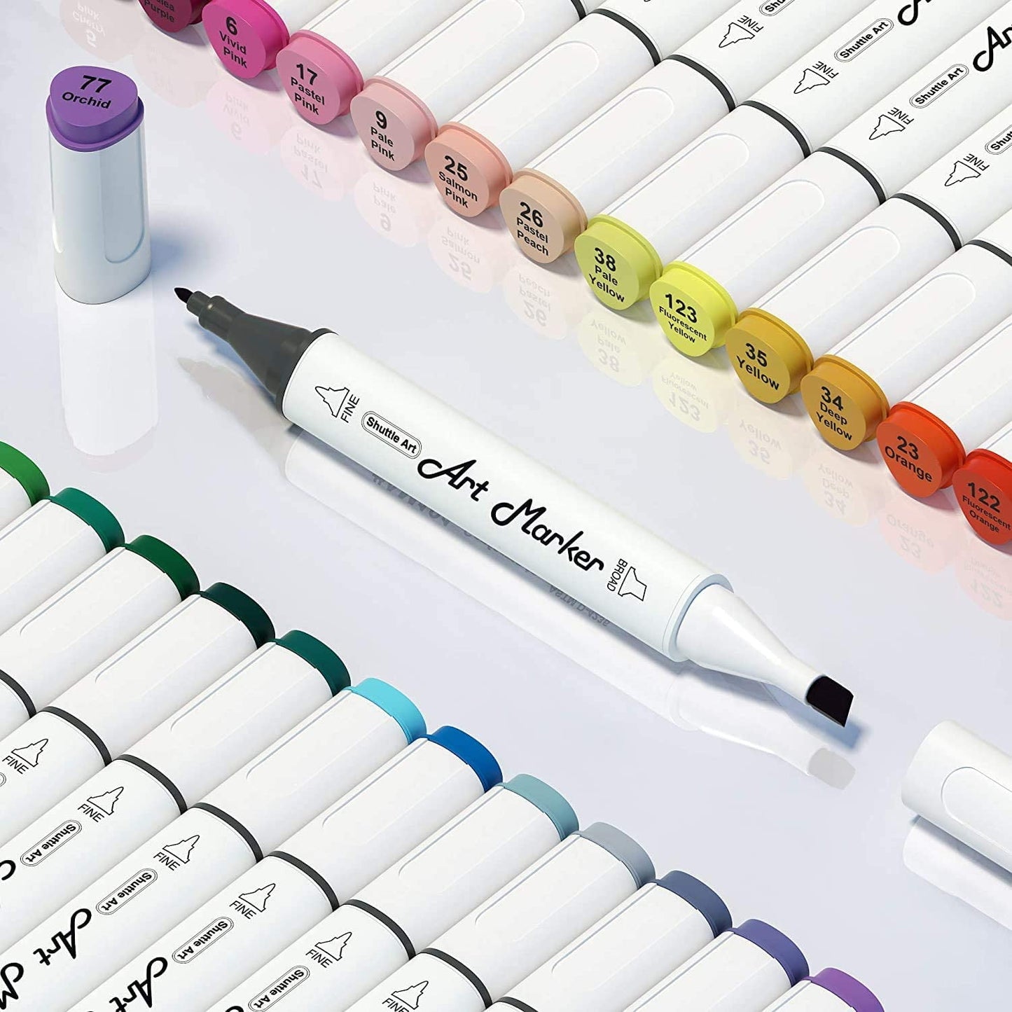 Shuttle Art Non-Toxic Art Markers, Broad-Point, Multicolor, 121 Count Pack