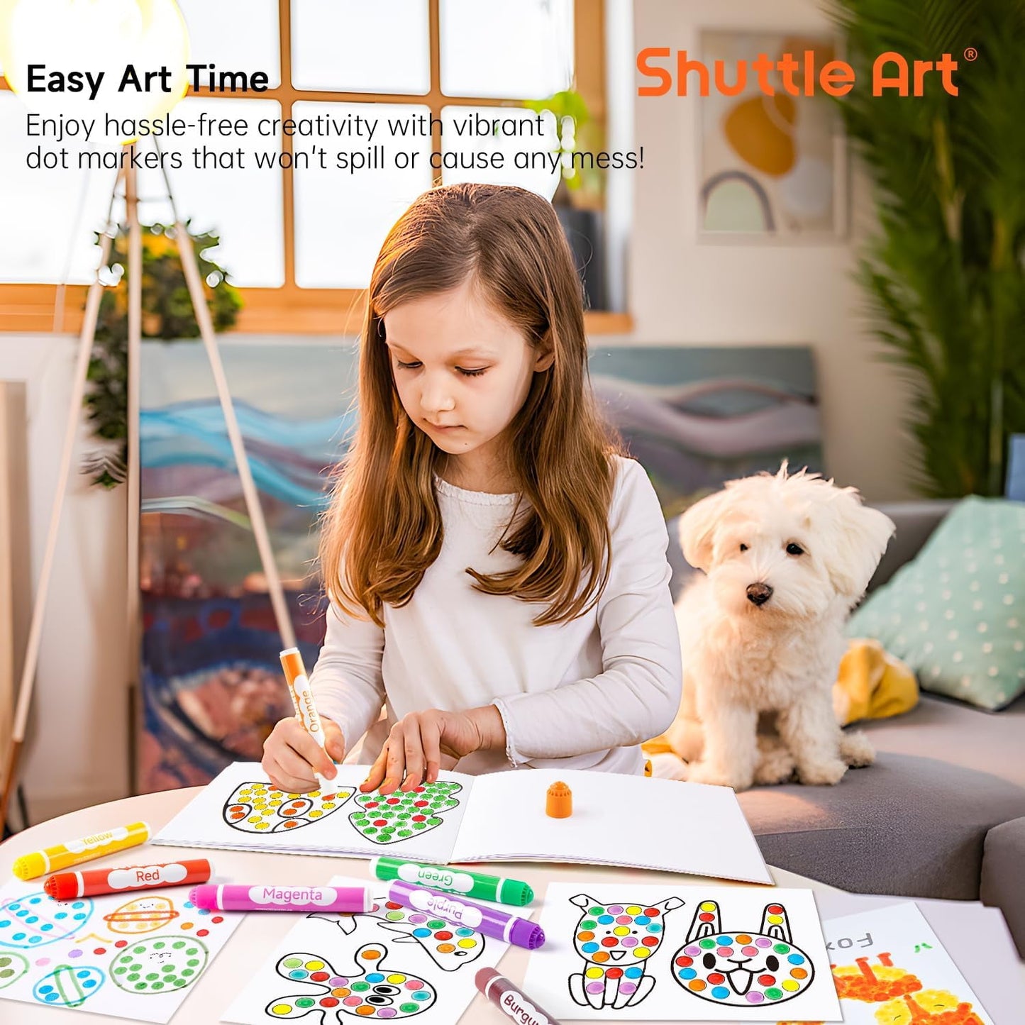 Shuttle Art Washable Dot Markers 26 Colors with Free Activity Book, Fun Art Supplies, Non Toxic Water-Based Paint Daubers, Dot Art Markers