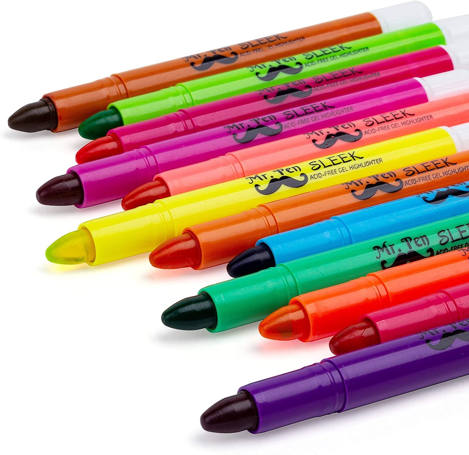 Mr. Pen Gel Highlighters, Chisel-Point, Assorted Colors, 12 Count