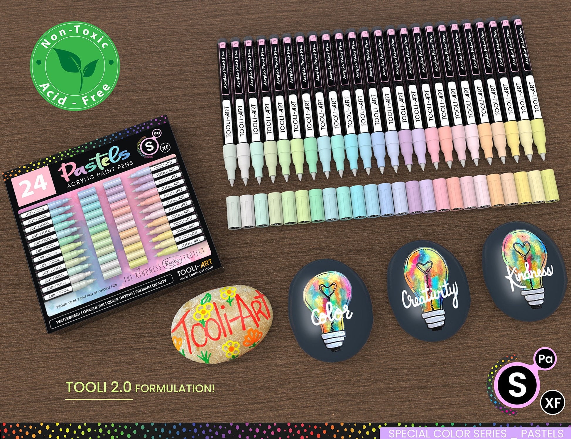 Tooli-Art Pastel Acrylic Paint Pens Multicolor Special Color Series Marker Set with 0.7mm Extra Fine Tip Set of 24
