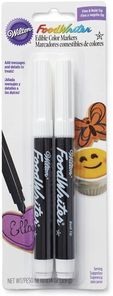 Wilton FoodWriter Edible Color Marker Set, 2-Piece, Black Food Marker for Desserts