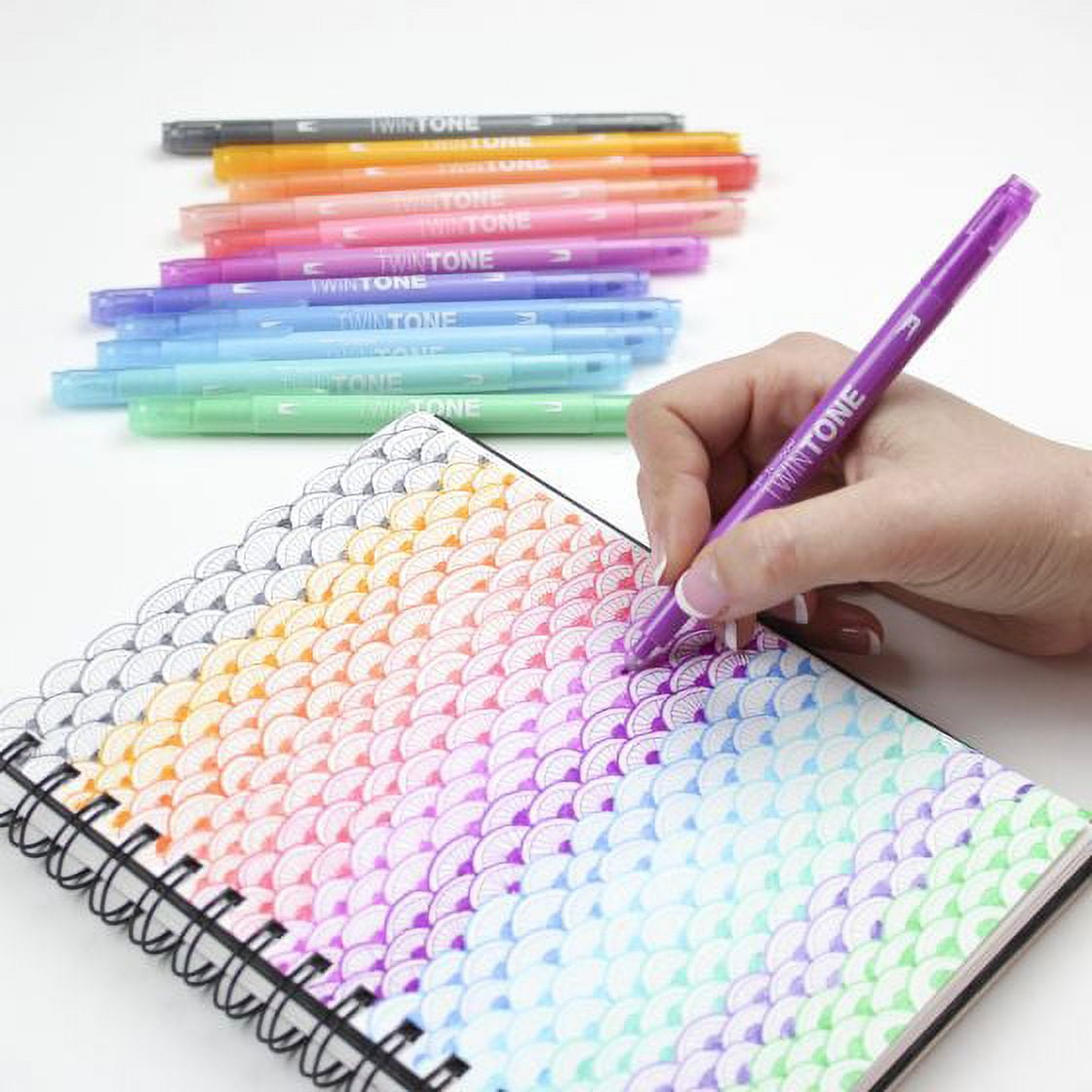 Tombow 61501 TwinTone Marker Set, Pastel, 12-Pack