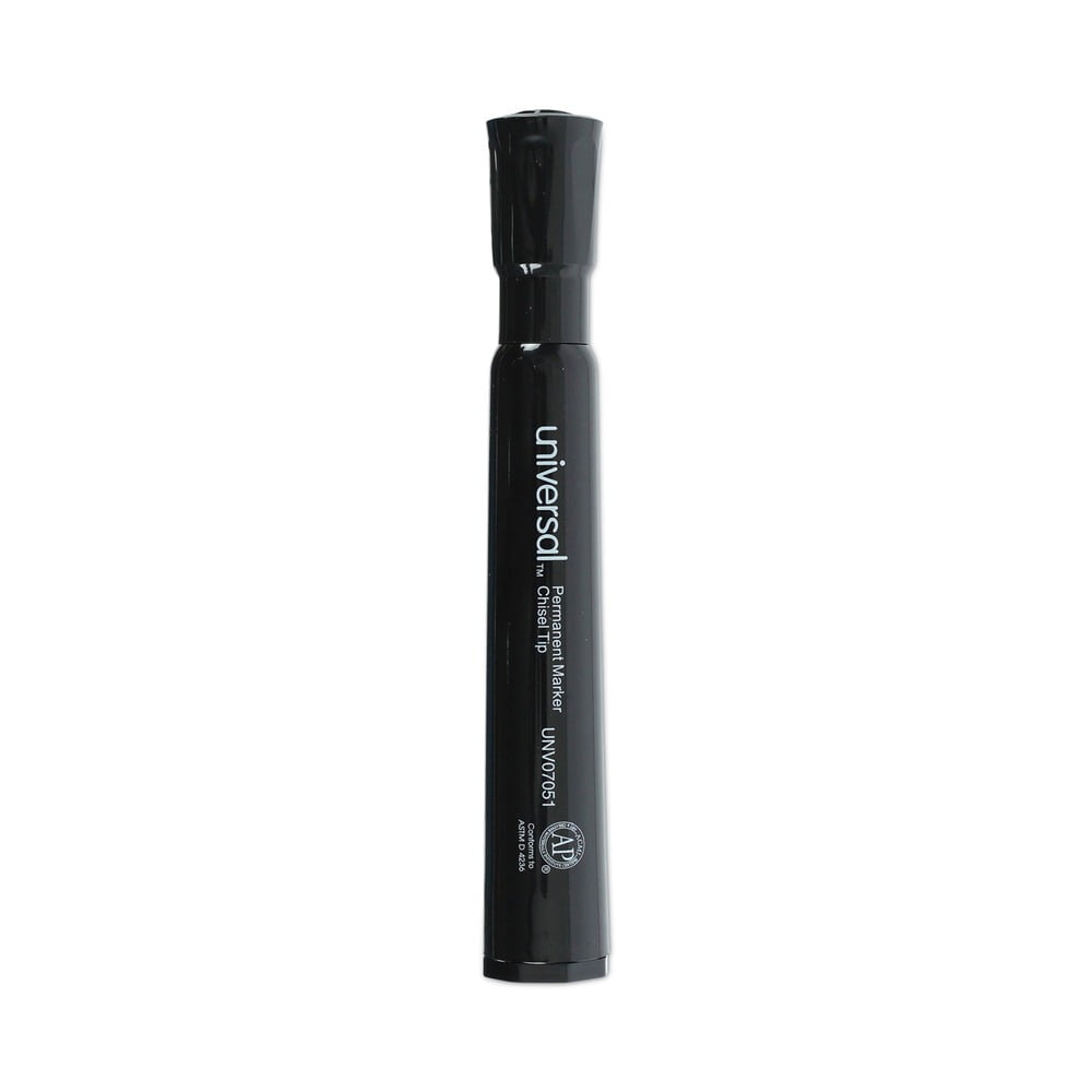 Universal Permanent Markers, Chisel Tip, Black, Dozen