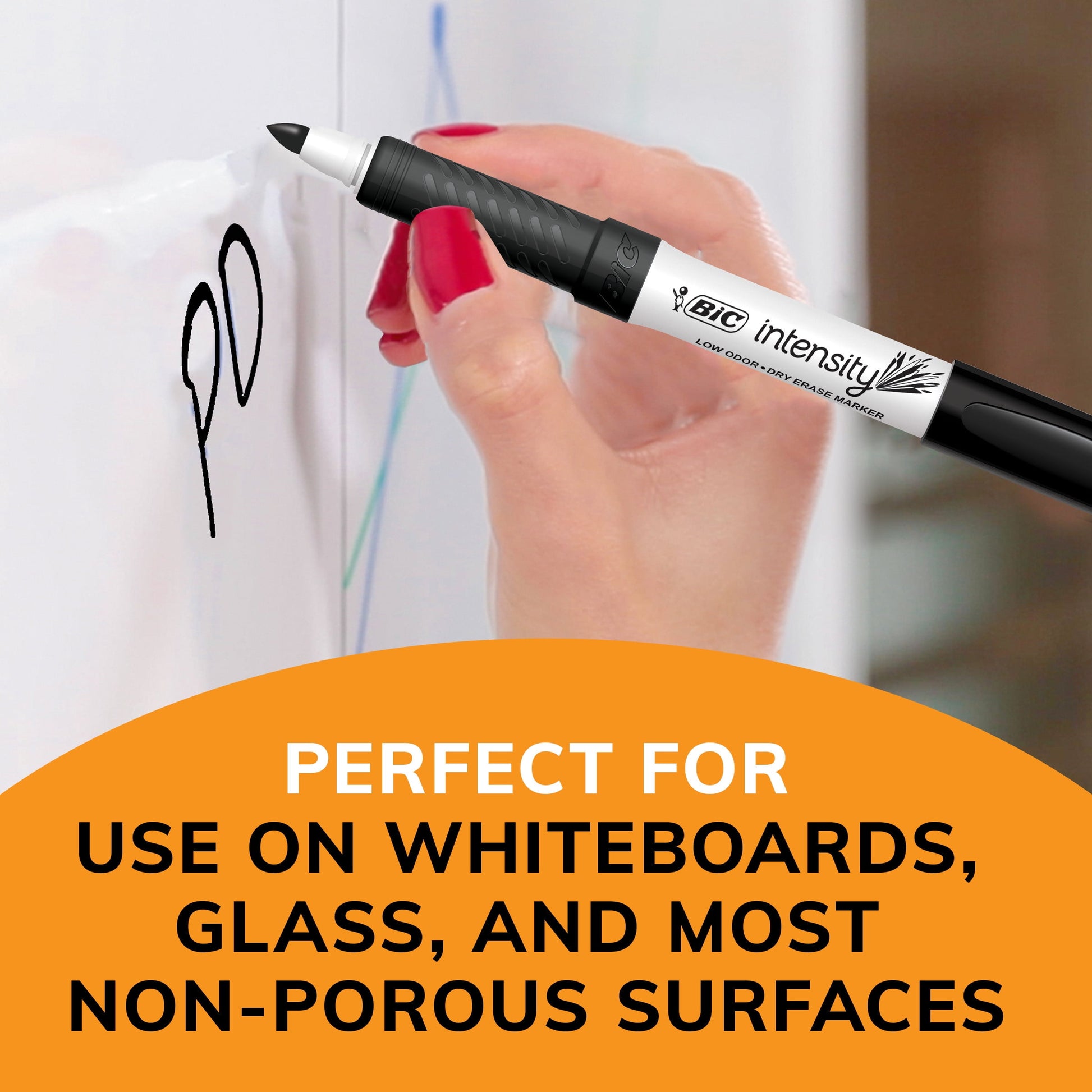 BIC Intensity Black Low Odor Dry Erase Markers, Fine Tip, 12-Count Pack