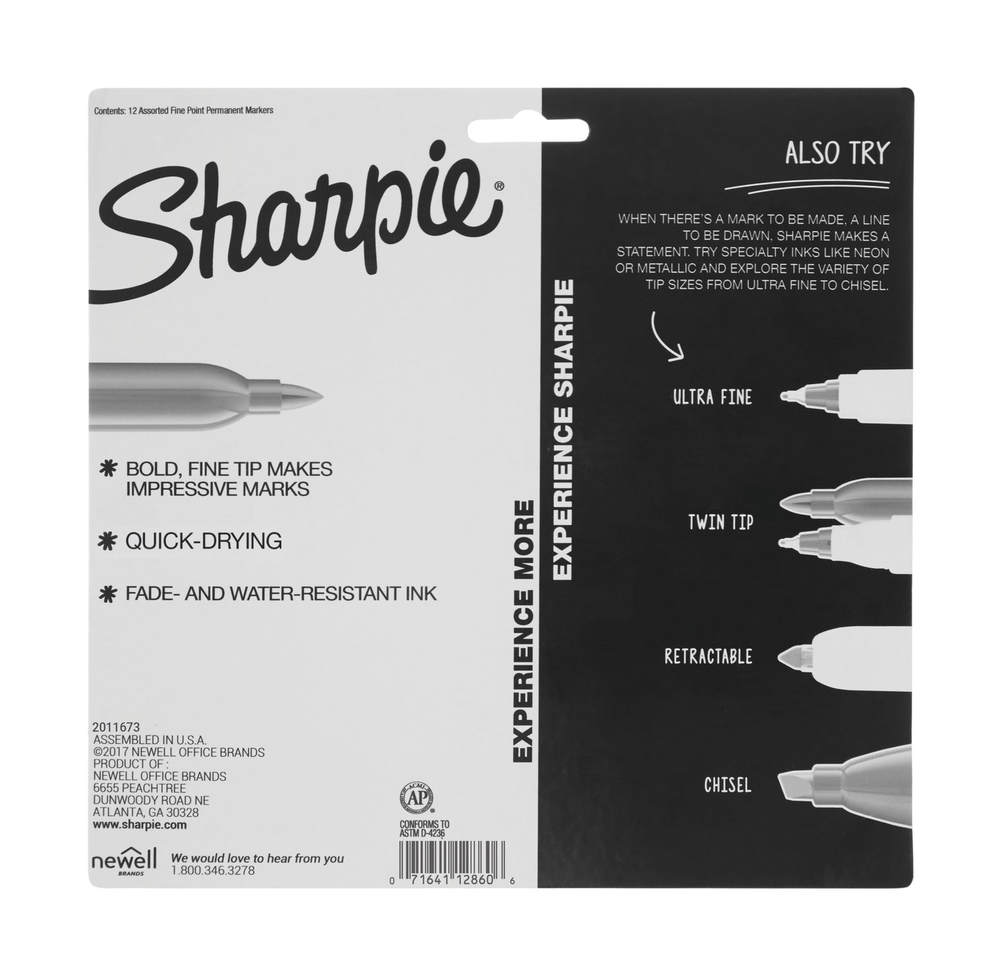 Sharpie Permanent Markers, Fine Point, Cosmic Colors, 12 Count