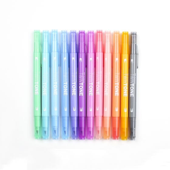 Tombow 61501 TwinTone Marker Set, Pastel, 12-Pack
