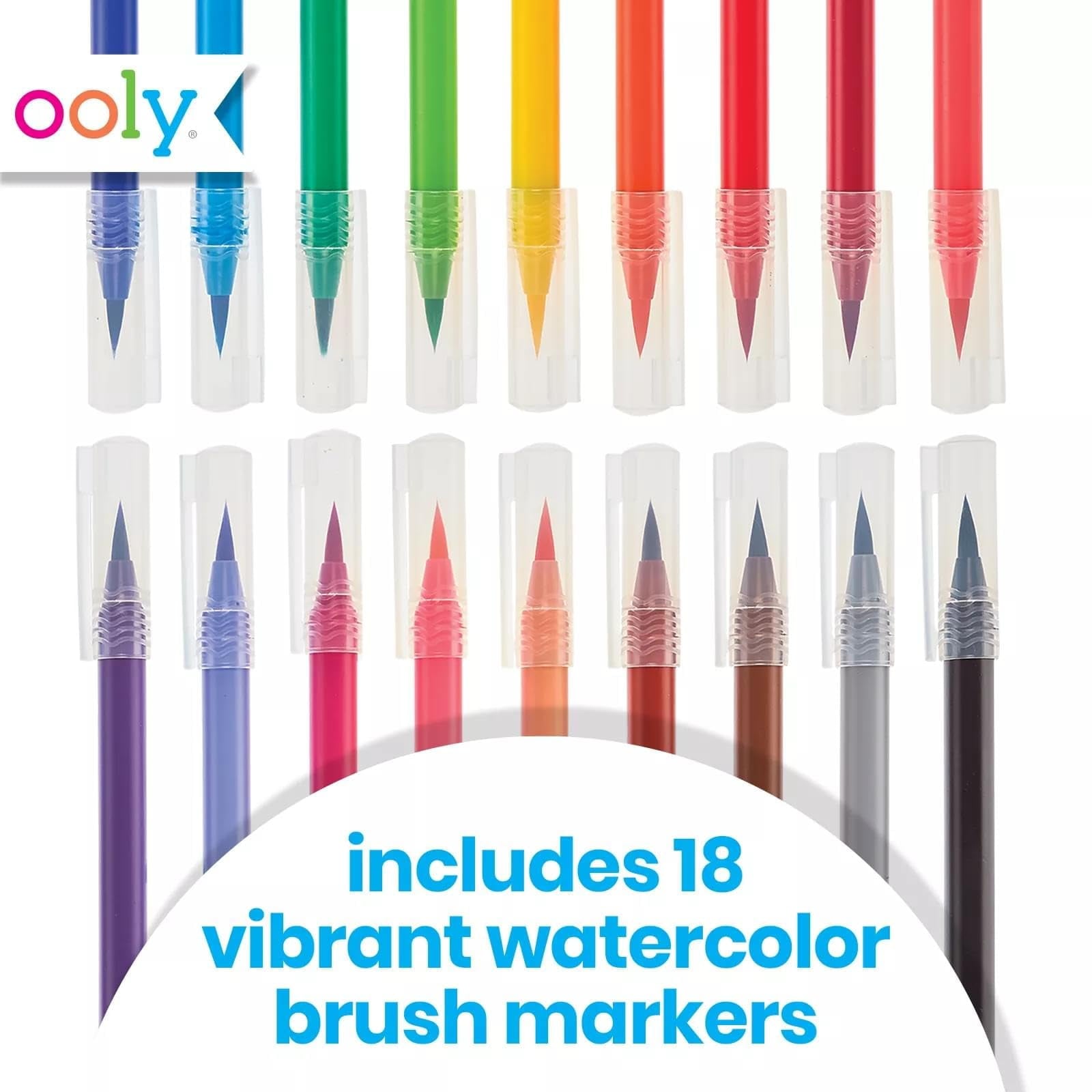 Ooly Chroma Blends Watercolor Brush Markers, Set of 18 Watercolor Markers