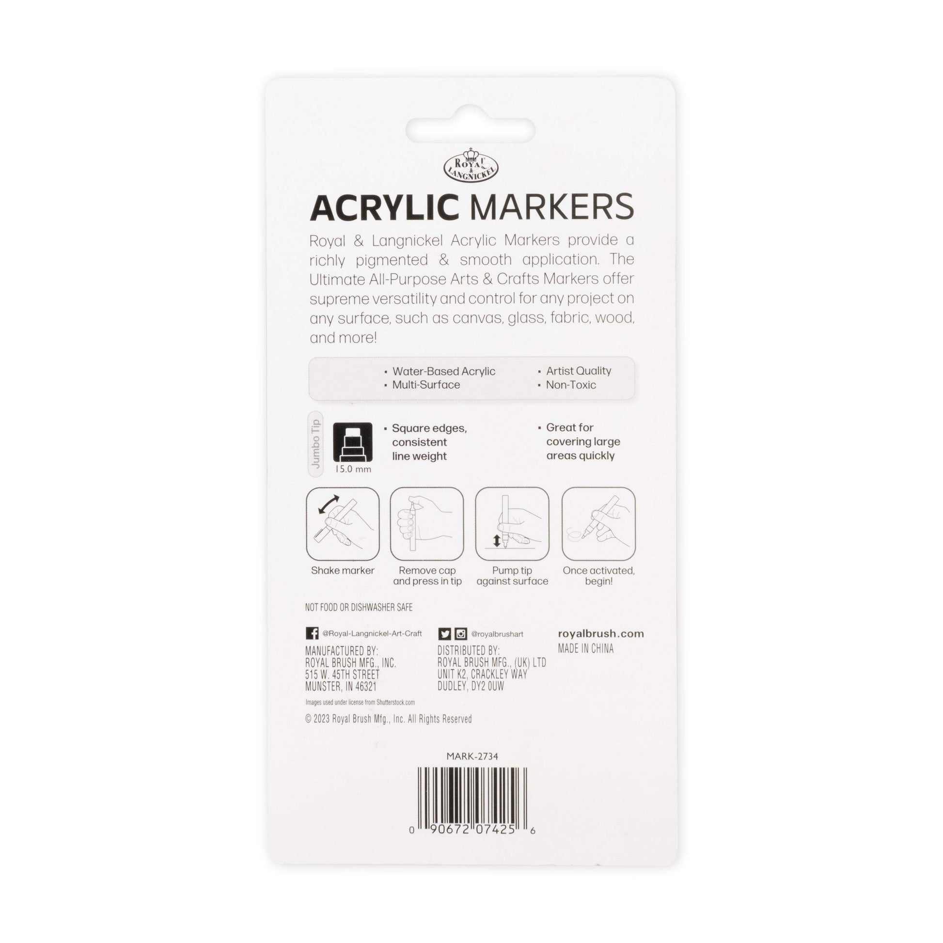 Royal & Langnickel 2 Piece Acrylic 15mm Black/White Markers