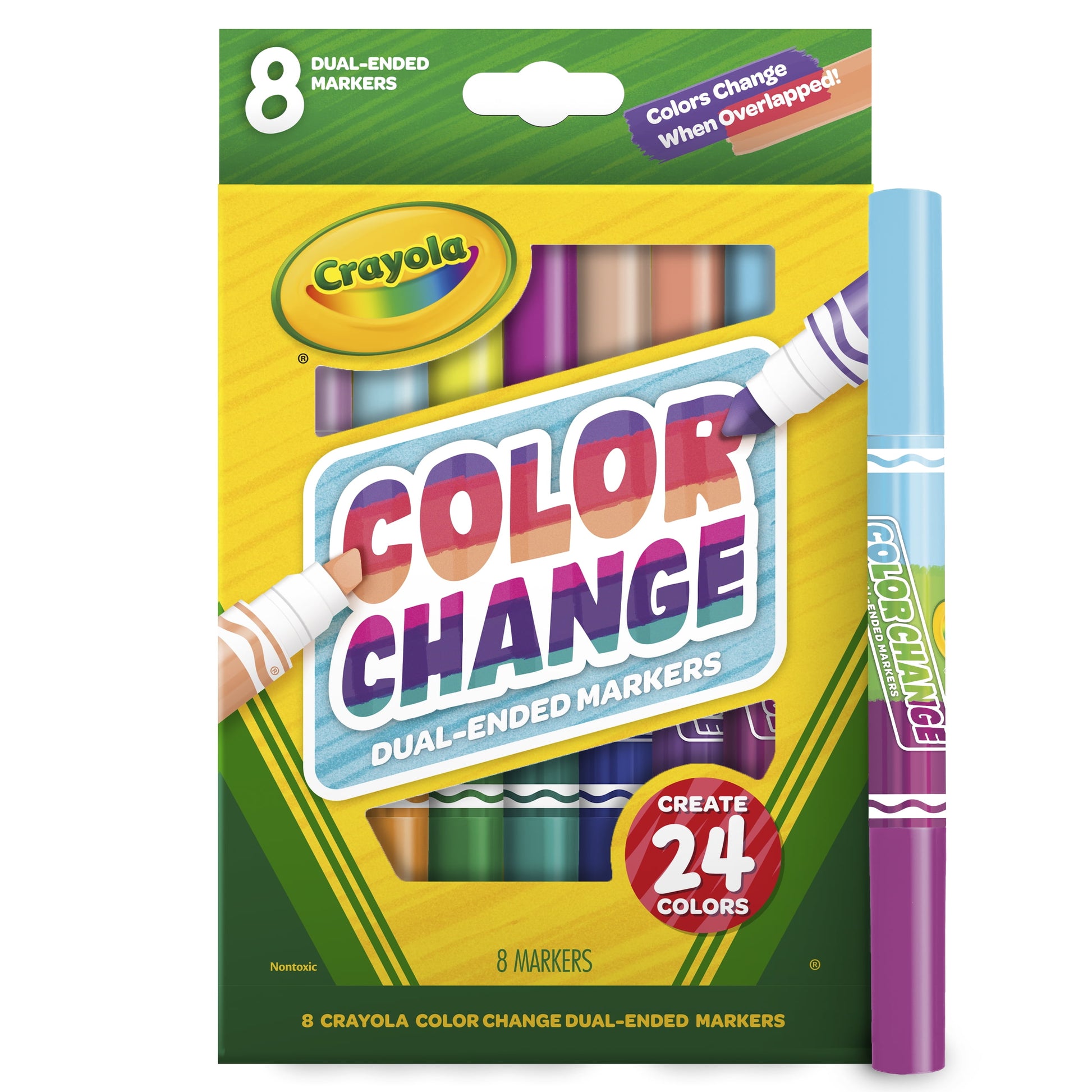 Crayola Color Changing Dual Tip Broad Line Markers, 8 Ct, School Supplies for Kids and Teachers, Gift