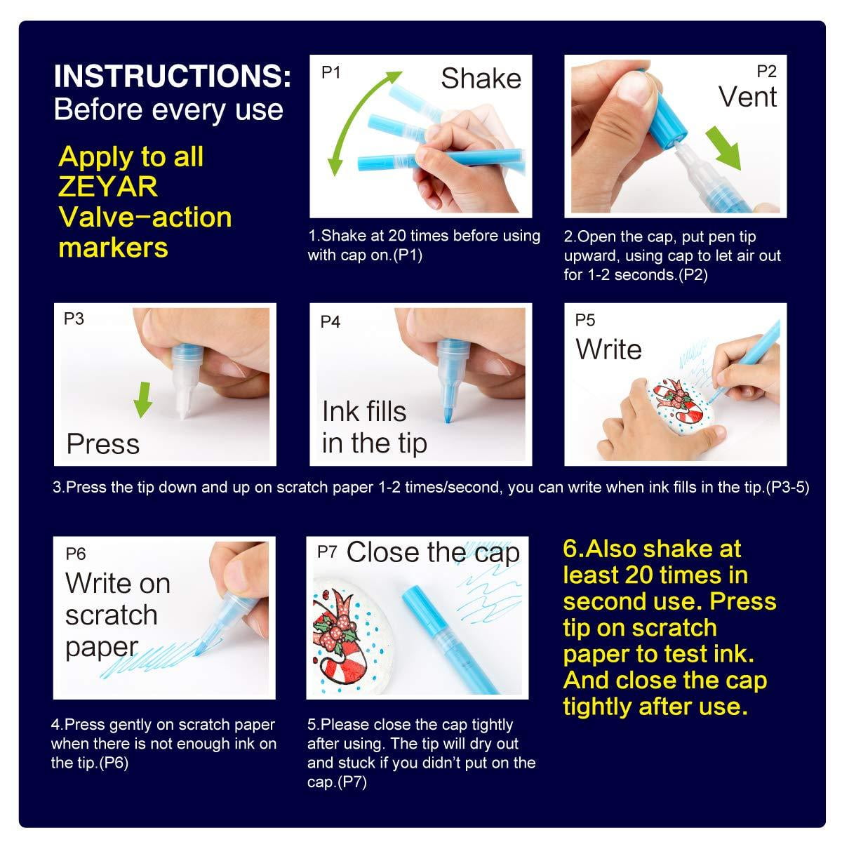 ZEYAR Paint Markers, AP Certified, Extra Fine Point, 18 colors, Permanent &amp; Waterproof ink, Works on Rock, Wood, Glass, Metal and Ceramic and Almost All Surfaces