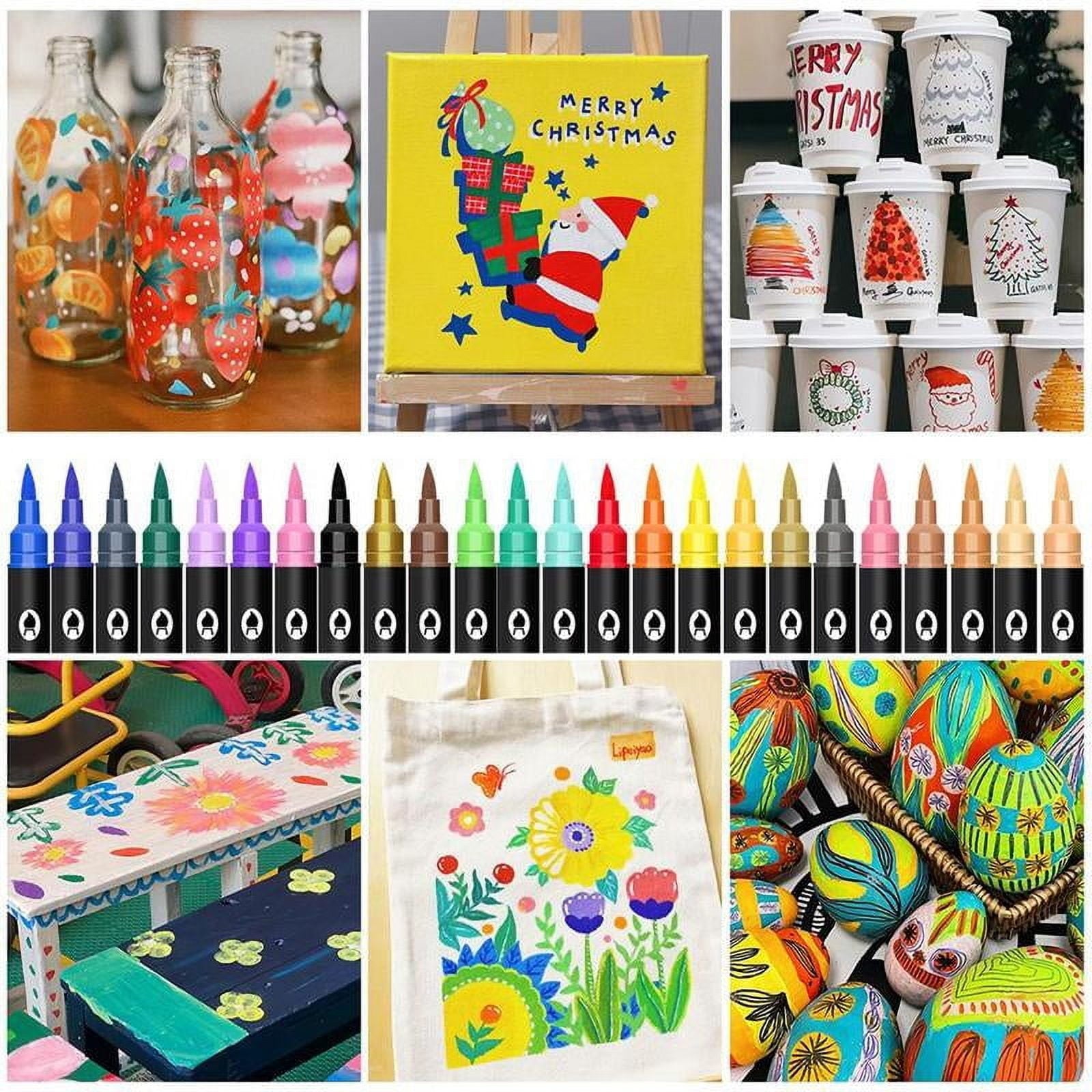 48 Color Acrylic Paint Markers Pen,Acrylic Markers Dual Tip Acrylic Paint Pens For Rock Painting, Canvas, Wood, Glass, Metal, Ceramic, Calligraphy, Card Making, Diy Crafts,1.5Mm-10Ml