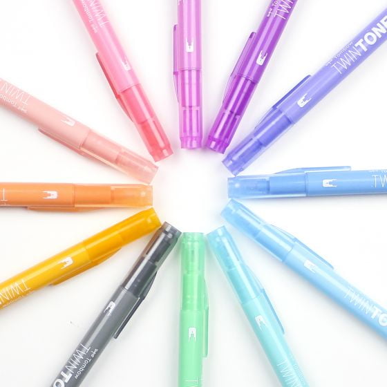 Tombow 61501 TwinTone Marker Set, Pastel, 12-Pack