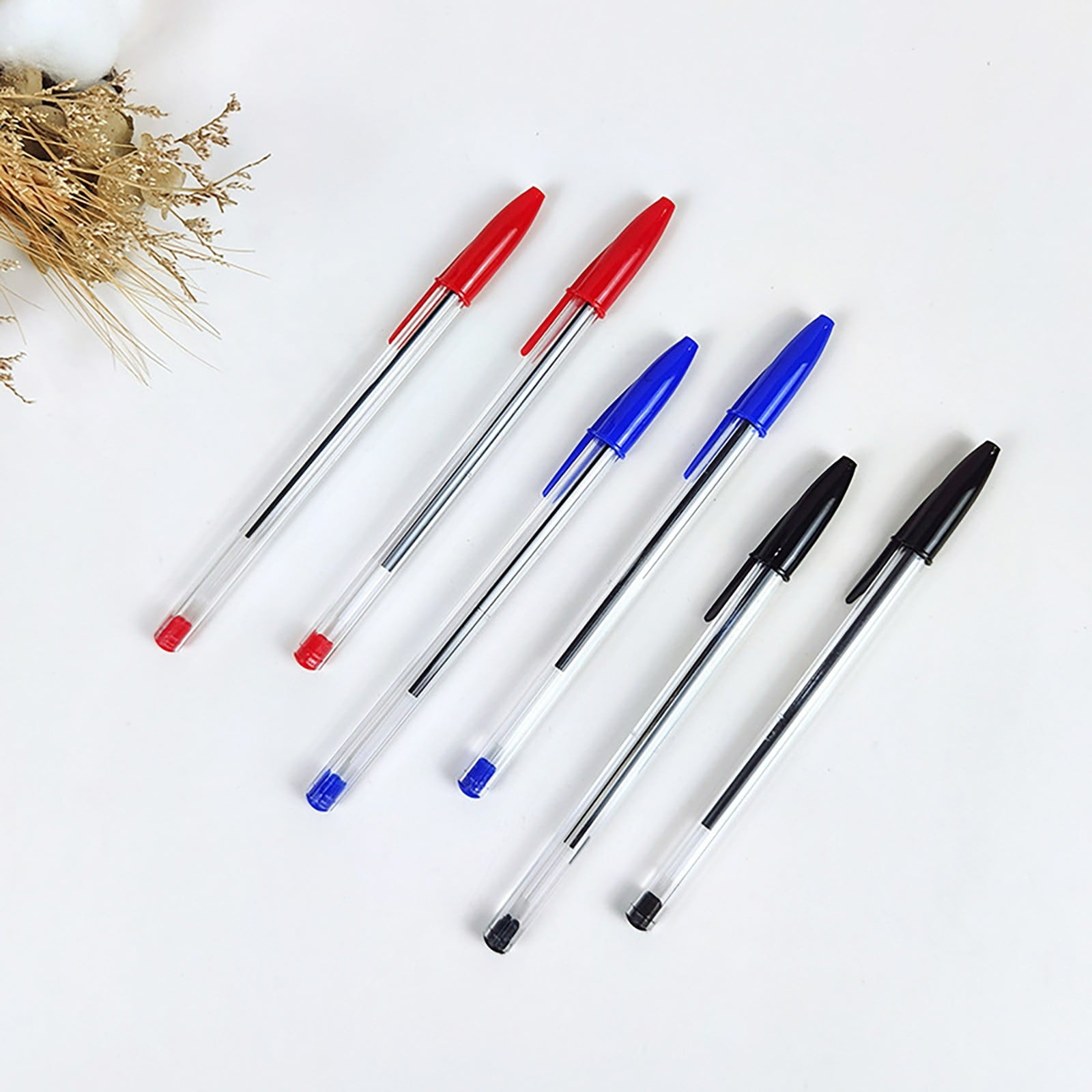 12-Pack Ballpoint Pens Red, Black & Blue Ink (1ml)Tri-Color Ballpoint Pens Set Multi-Color Pens,Smooth Writing Point Pens Convenient Multi-Color Pens Journaling Fine Point Pens for Home(Clear)