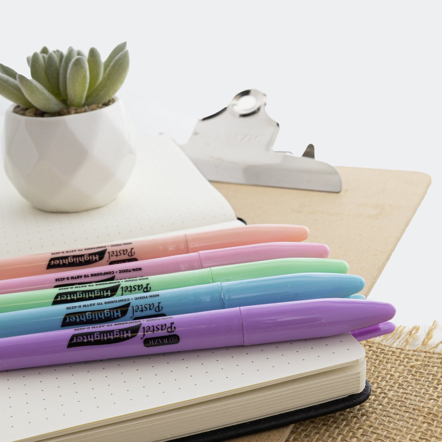 BAZIC Pastel Highlighter Assorted Color Pen Style, Chisel Tip Broad Fine Line Highlighters (5/Pack), 1-Pack