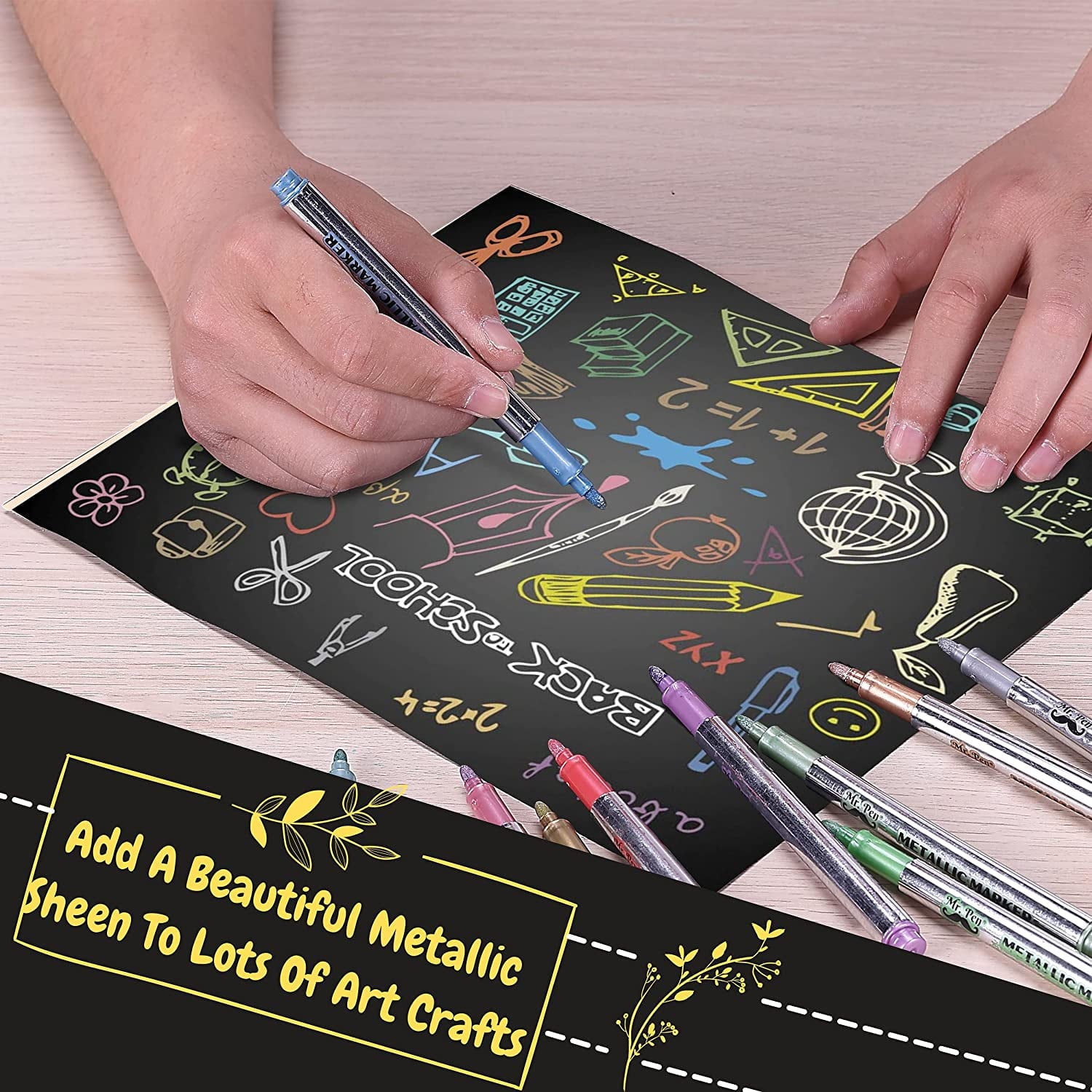 Mr. Pen- Metallic Markers, Metallic Paint Pens, 10 Pack, Colorful, Metallic Permanent Markers