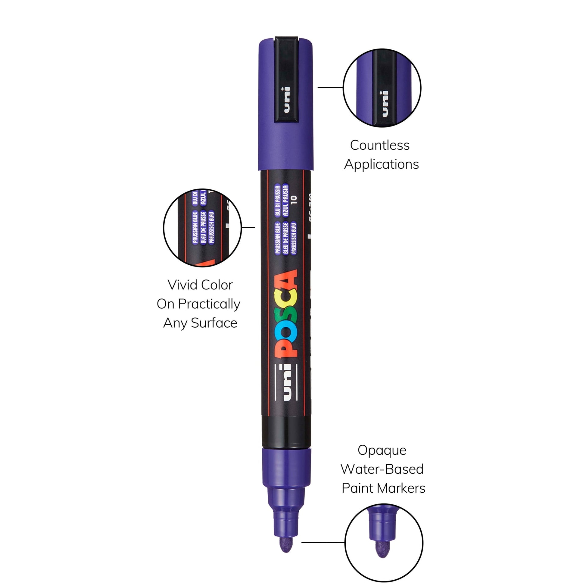 Uni POSCA PC-5M Water-Based Paint Markers, Reversible Medium Tip (1.8-2.5mm), Dark Ink Colors, 8 Count