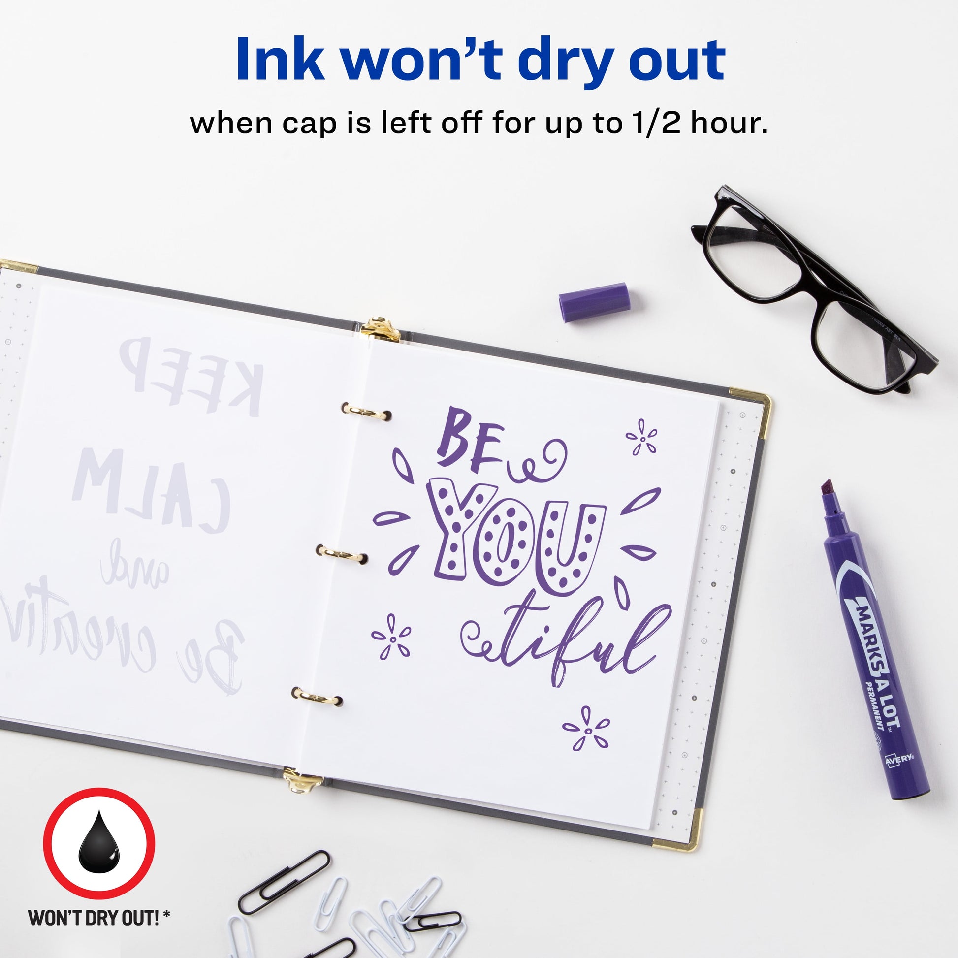 Avery Marks A Lot Permanent Markers, Large Desk-Style, 1 Purple Marker (8884)