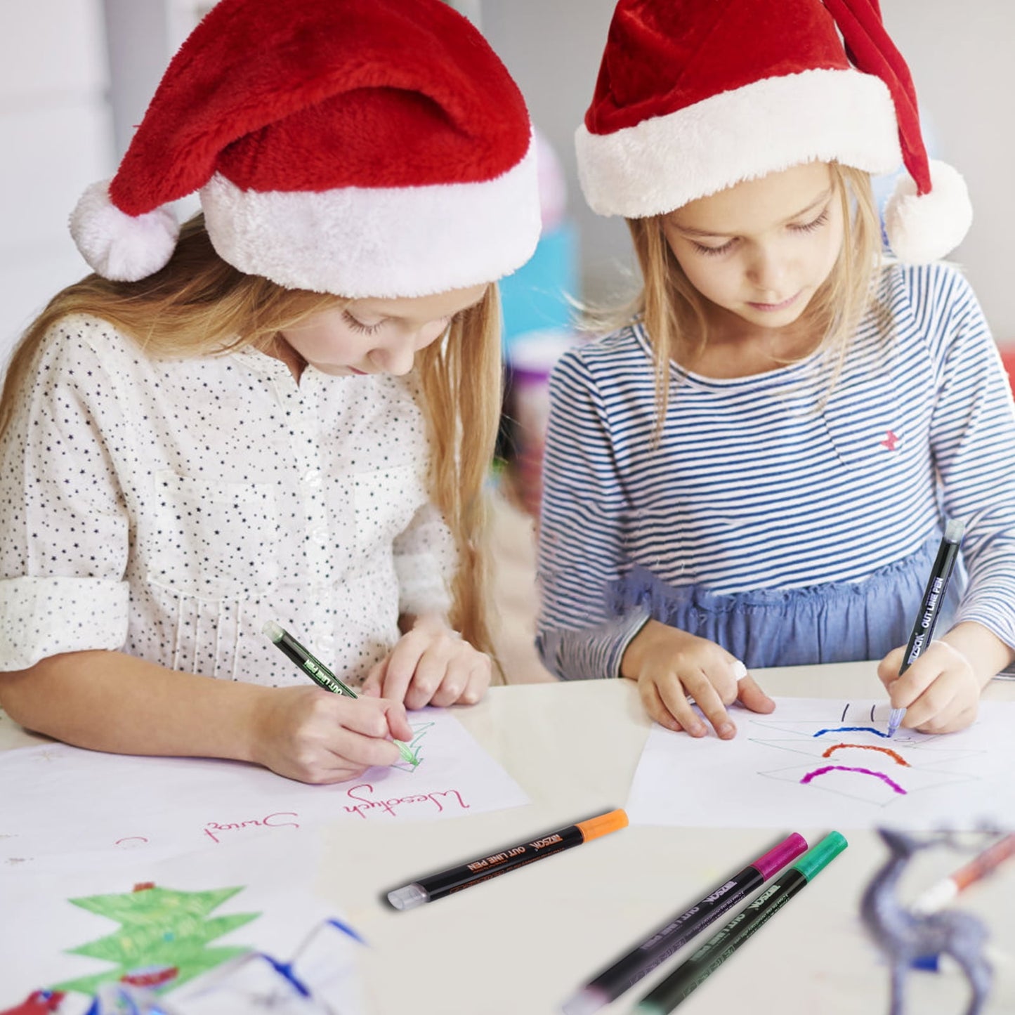 ZSCM Super Squiggles Outline Metallic Marker Pens, Stocking Stuffers for Teen, Double Line Paint Marker Pens, Art Crafts Gifts Trendy Stuff Christmas Stocking Stuffers (12 Colors)