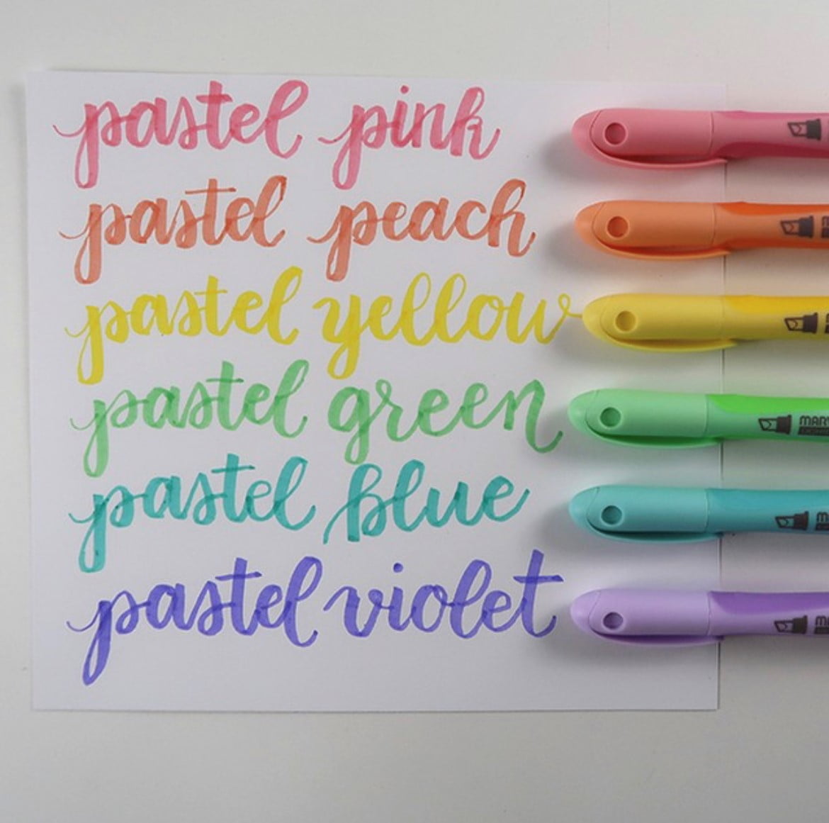 Marvy Uchida Pastel Liner, Chisel Tip, Assorted Colors, 6 Pc Set, 8000-6P