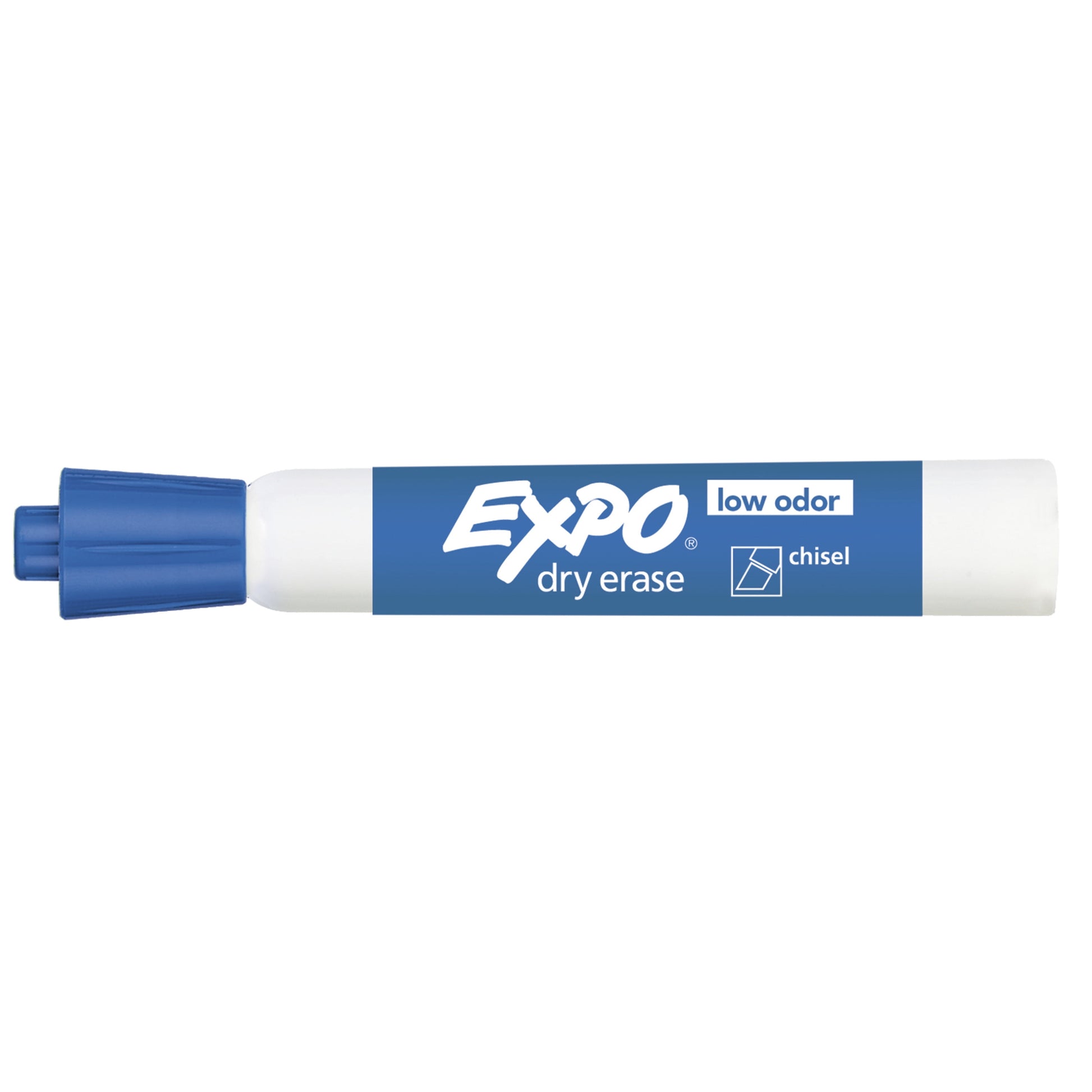 Expo® Low Odor Dry Erase Markers, Chisel Tip, Blue, 12 Count