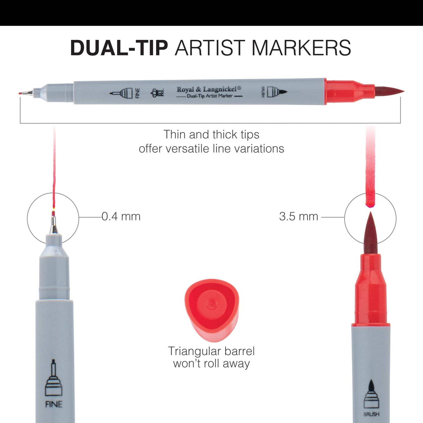 Royal & Langnickel 24pc Fineliner and Brush Dual-Tip Artist Markers