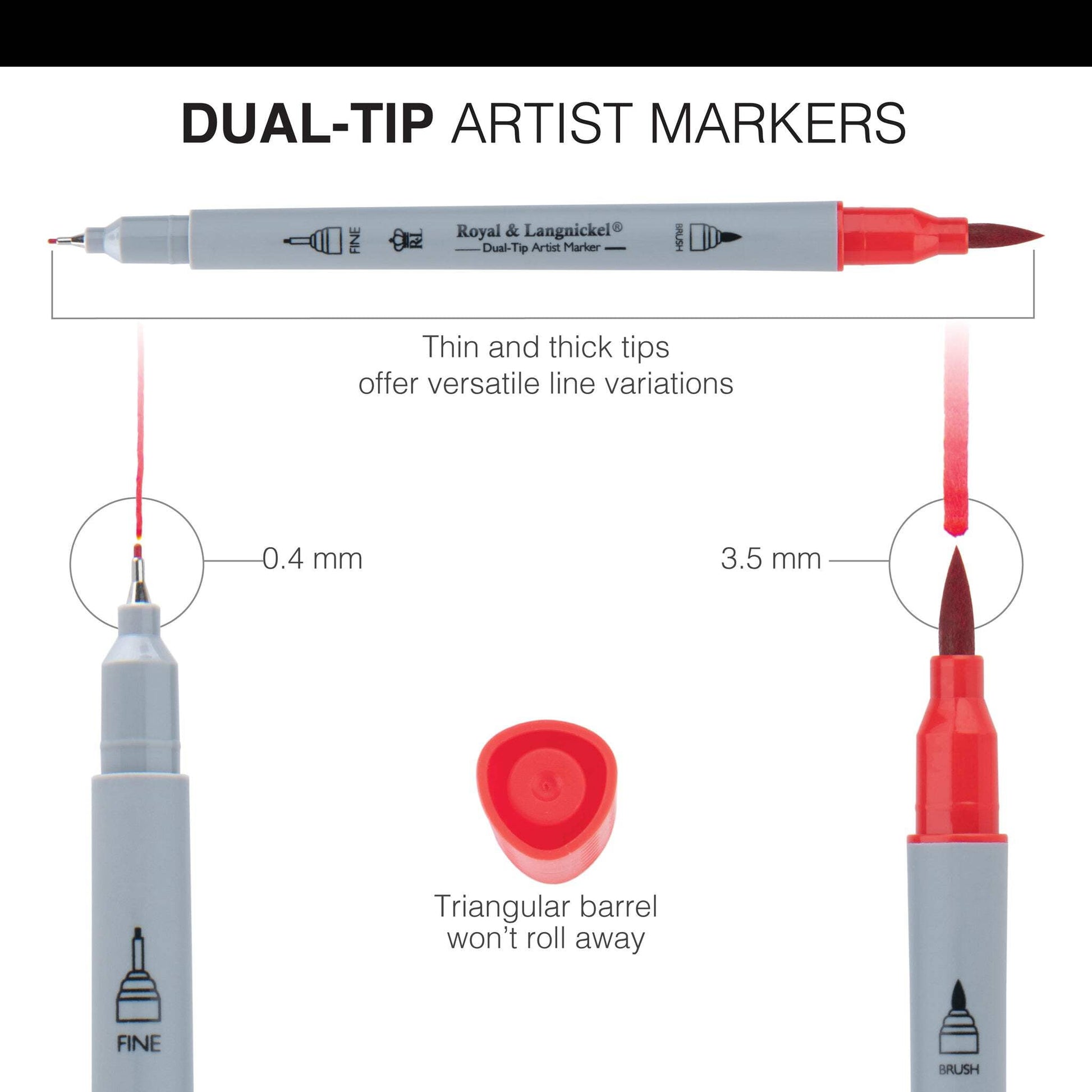 Royal & Langnickel 24pc Fineliner and Brush Dual-Tip Artist Markers