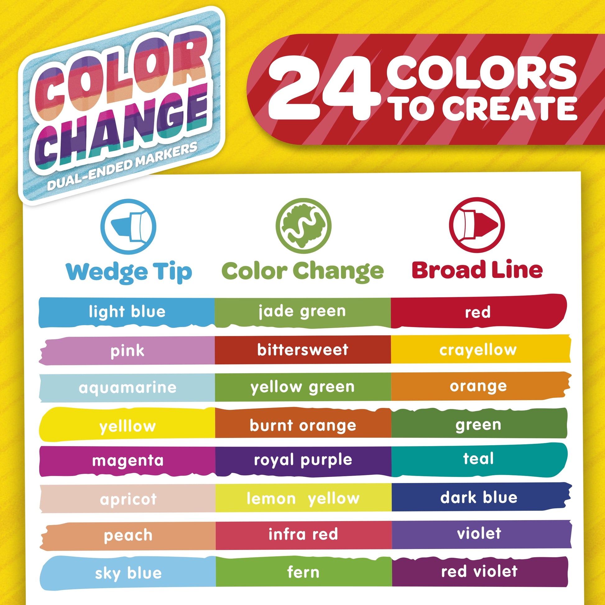 Crayola Color Changing Dual Tip Broad Line Markers, 8 Ct, School Supplies for Kids and Teachers, Gift