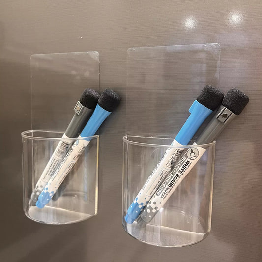 4Pcs Magnetic Dry Erase Markers, Wall Mounted Clear Dry Erase Marker Holder